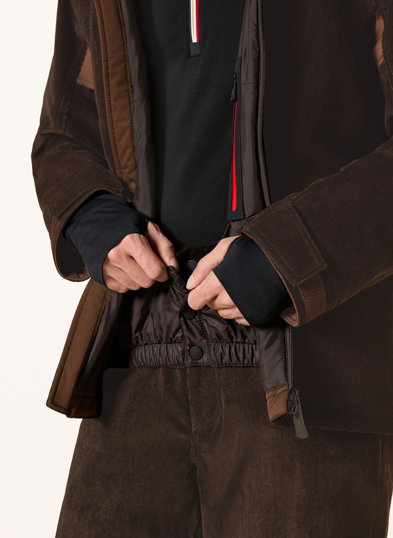 MONCLER GRENOBLE AIROLO Corduroy Ski Jacket: DARK BROWN