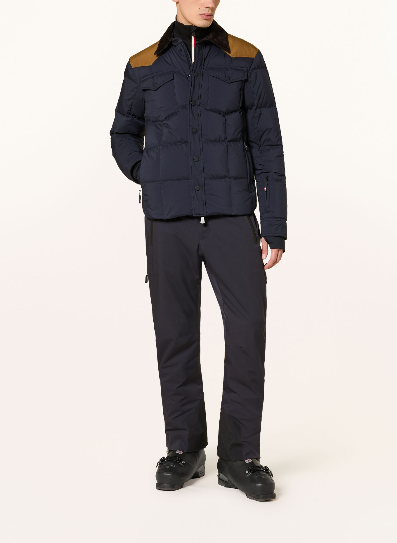 MONCLER GRENOBLE Daunen-Skijacke GELTECH: DUNKELBLAU / CAMEL / DUNKELBRAUN
