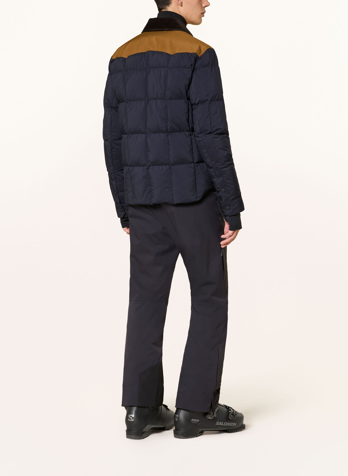 MONCLER GRENOBLE Daunen-Skijacke GELTECH: DUNKELBLAU / CAMEL / DUNKELBRAUN