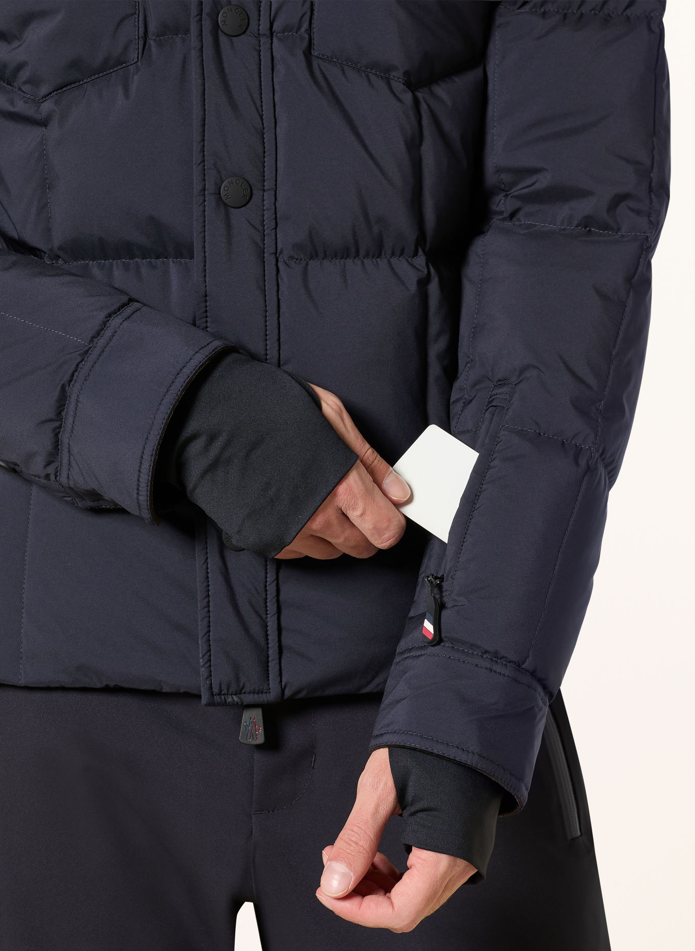 MONCLER GRENOBLE Daunen-Skijacke GELTECH: DUNKELBLAU / CAMEL / DUNKELBRAUN
