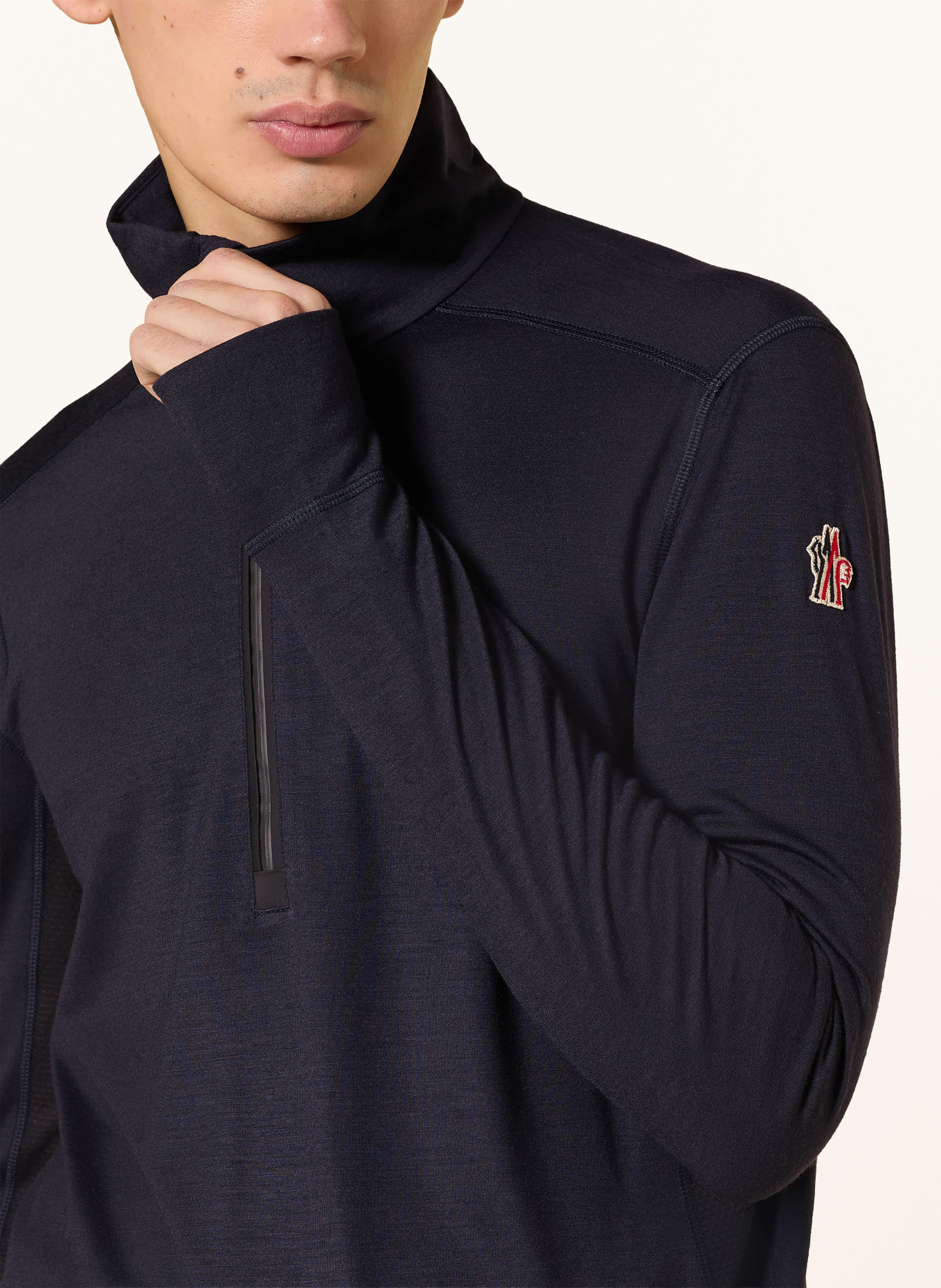 MONCLER GRENOBLE Pull col zippé: BLEU FONCÉ