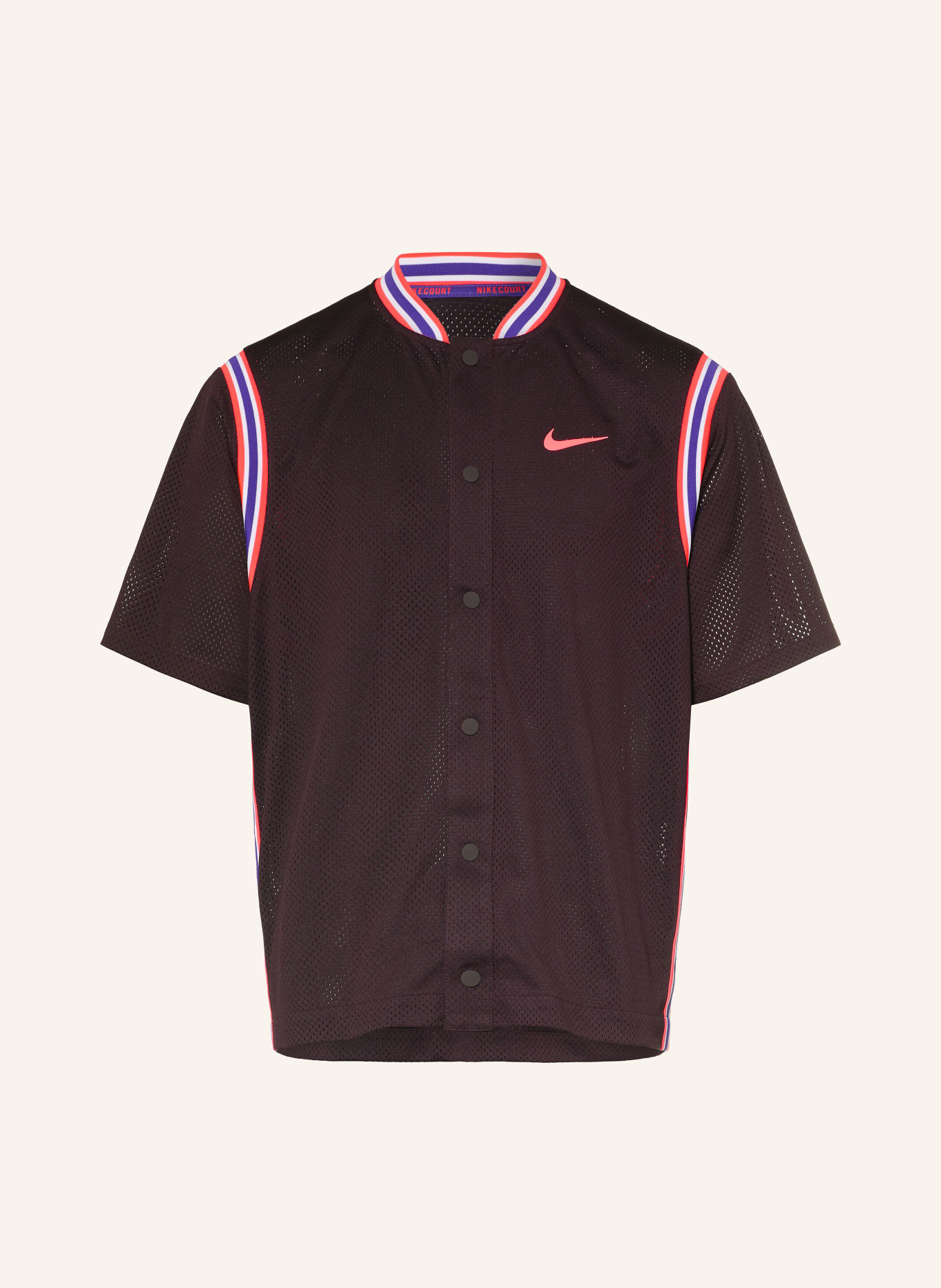 Nike Chemise technique COURT SLAM coupe ample: LILAS FONCÉ / ROUGE FLUO / BLEU