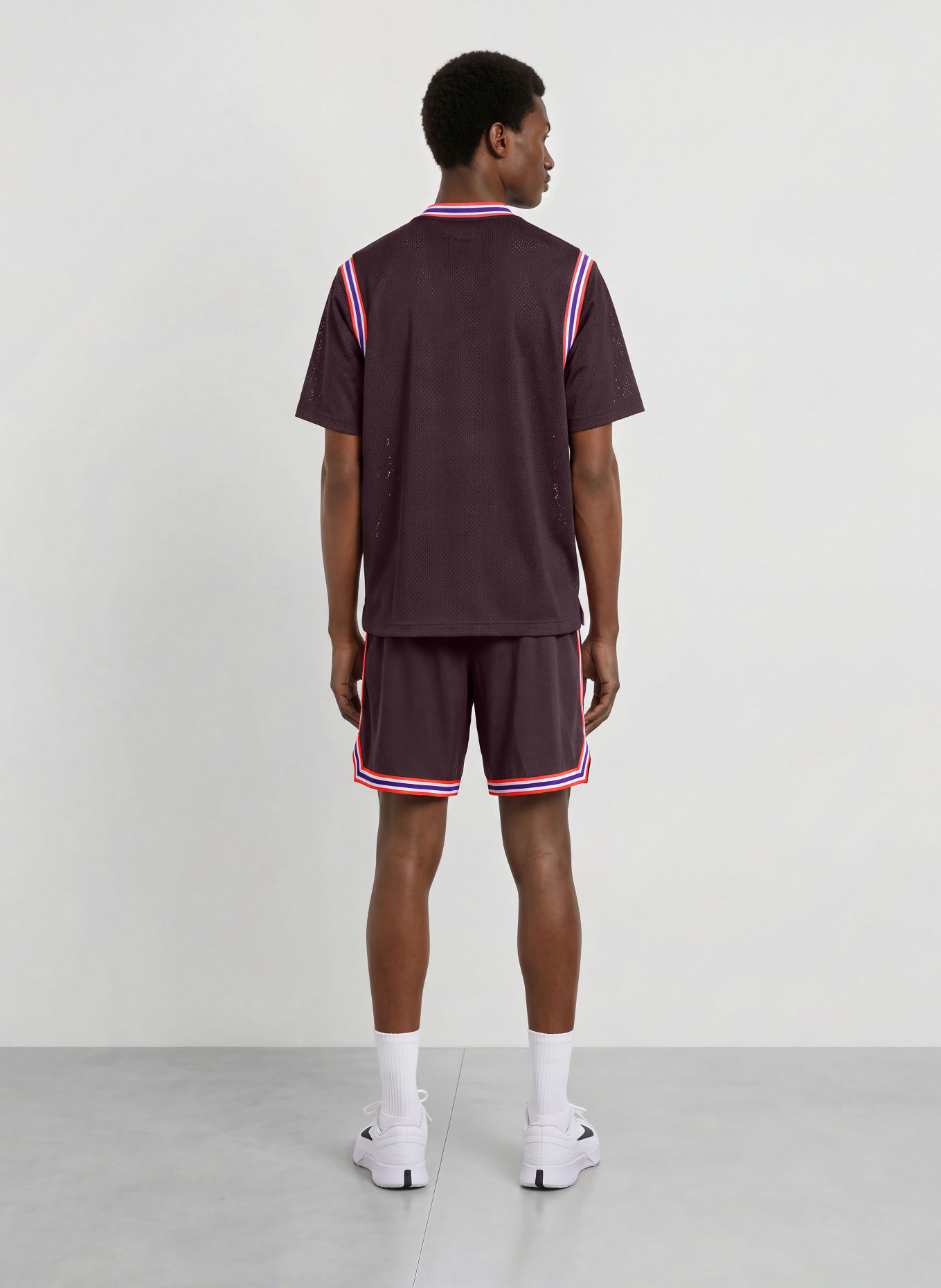Nike Chemise technique COURT SLAM coupe ample: LILAS FONCÉ / ROUGE FLUO / BLEU