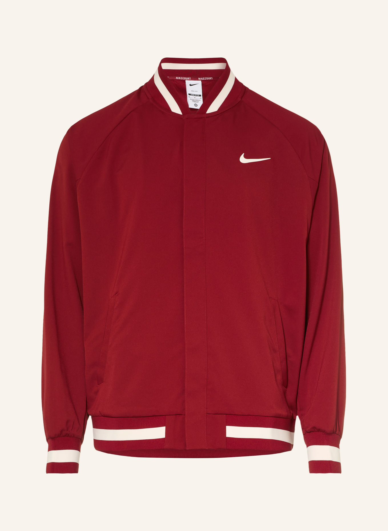 Nike Veste d'entraînement COURT SLAM: ROUGE FONCÉ / BLANC