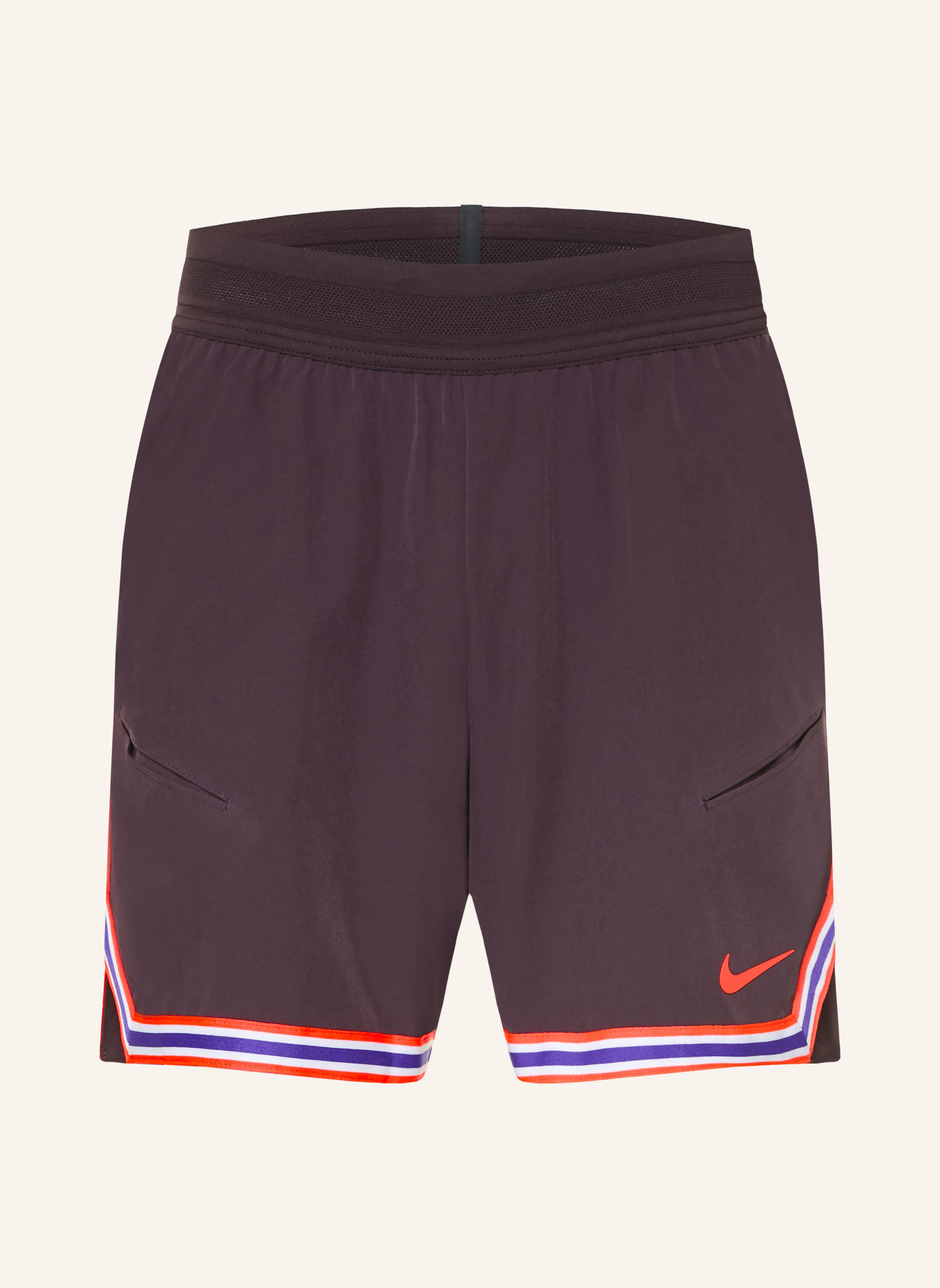 Nike Short de tennis COURT SLAM: LILAS FONCÉ / ORANGE FLUO / BLANC