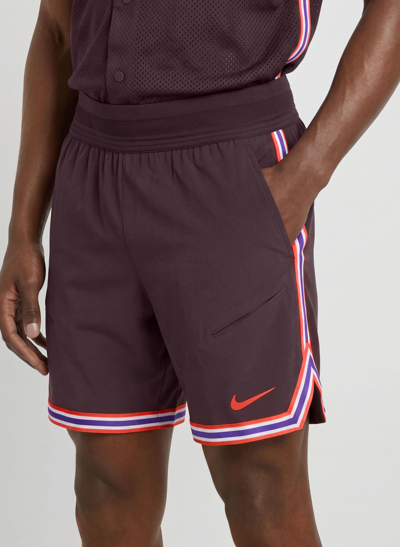 Nike Short de tennis COURT SLAM: LILAS FONCÉ / ORANGE FLUO / BLANC