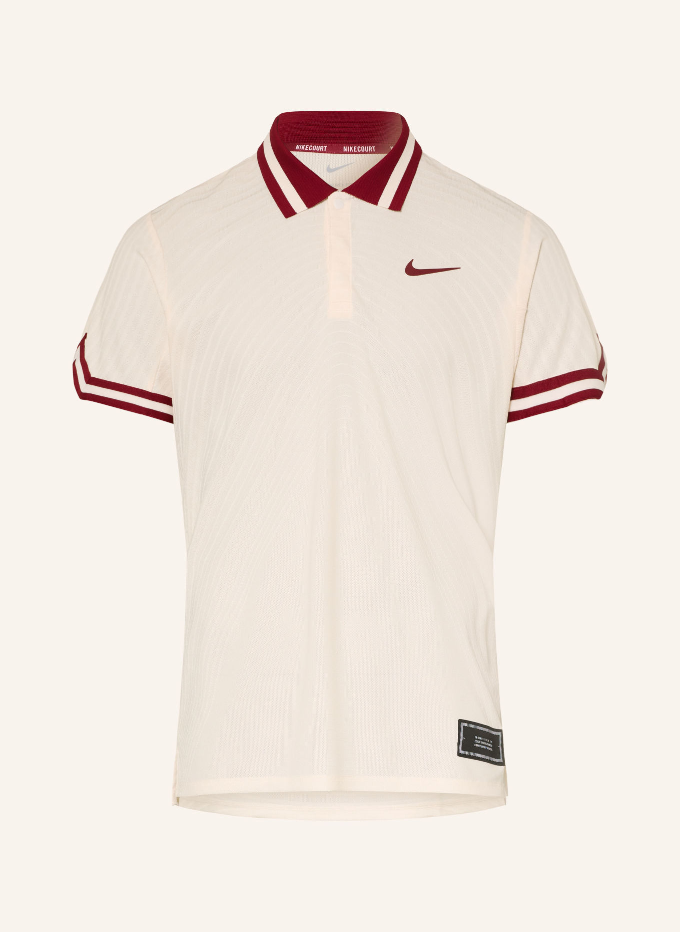 Nike Polo technique COURT SLAM: ÉCRU / ROUGE FONCÉ