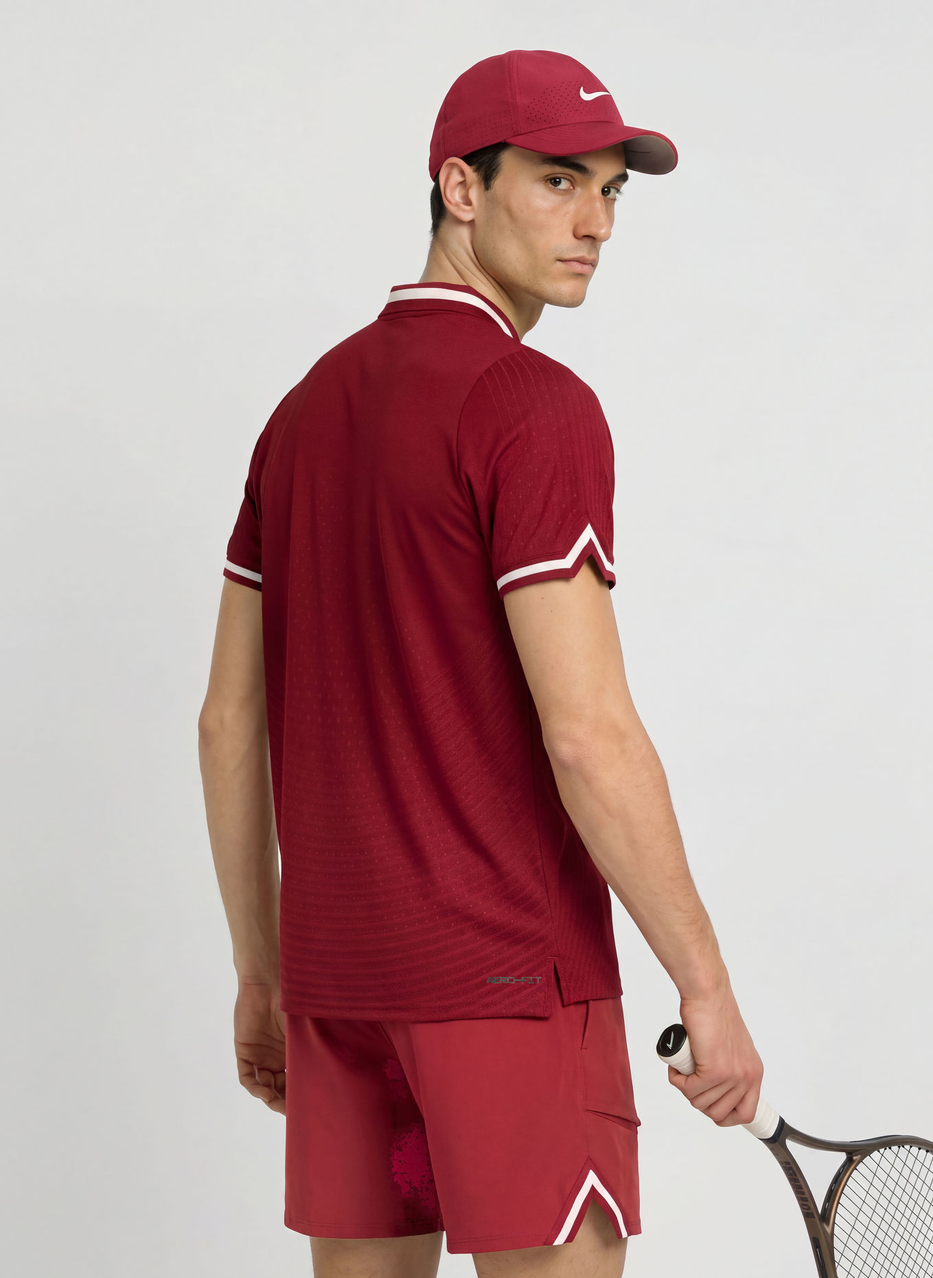 Nike Polo technique COURT SLAM: ROUGE FONCÉ / BLANC