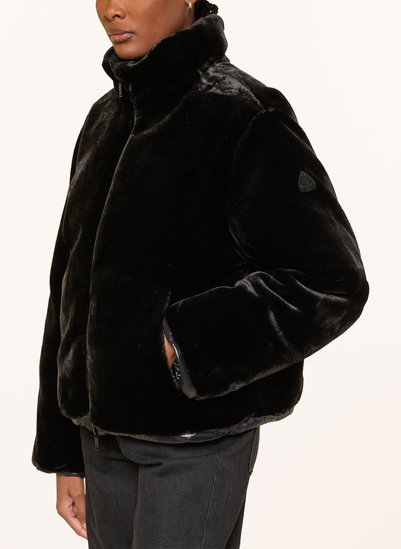 MOOSE KNUCKLES QUEENS Reversible Down Jacket with Faux Fur: BLACK