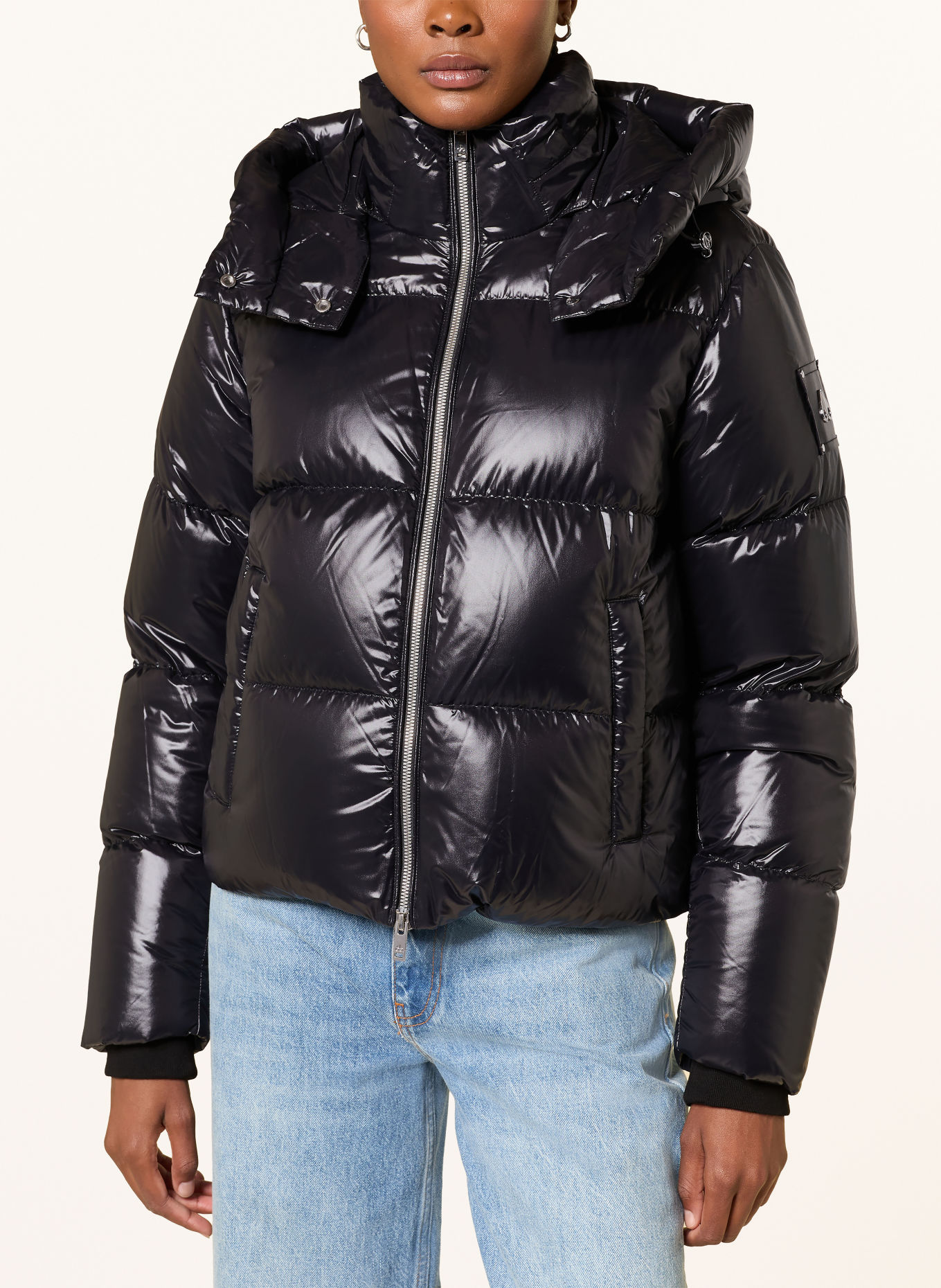 MOOSE KNUCKLES MOONSTONE Down Jacket with Detachable Hood: BLACK