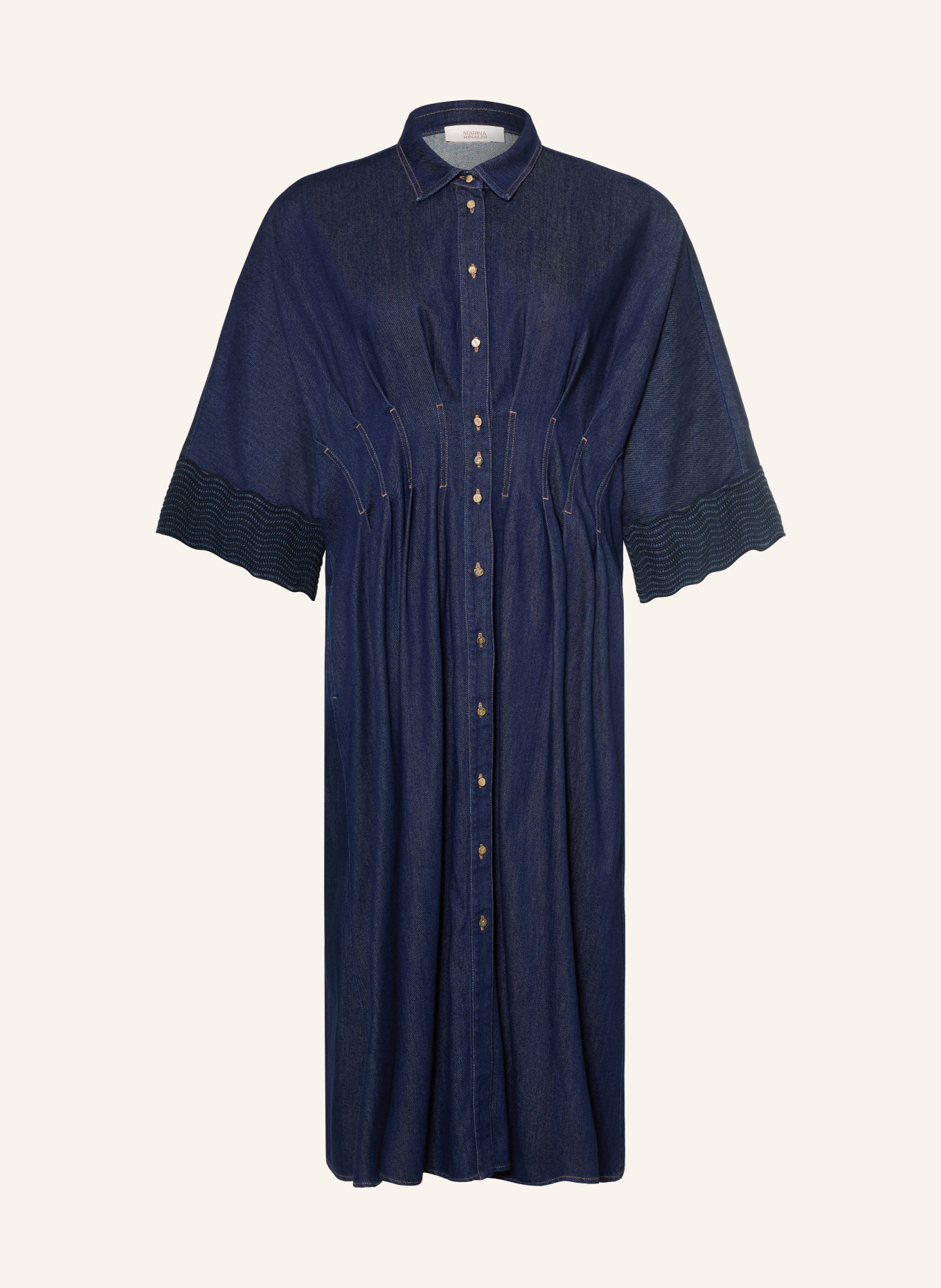 MARINA RINALDI SKIPPER denim dress with 3/4 sleeves: BLUE