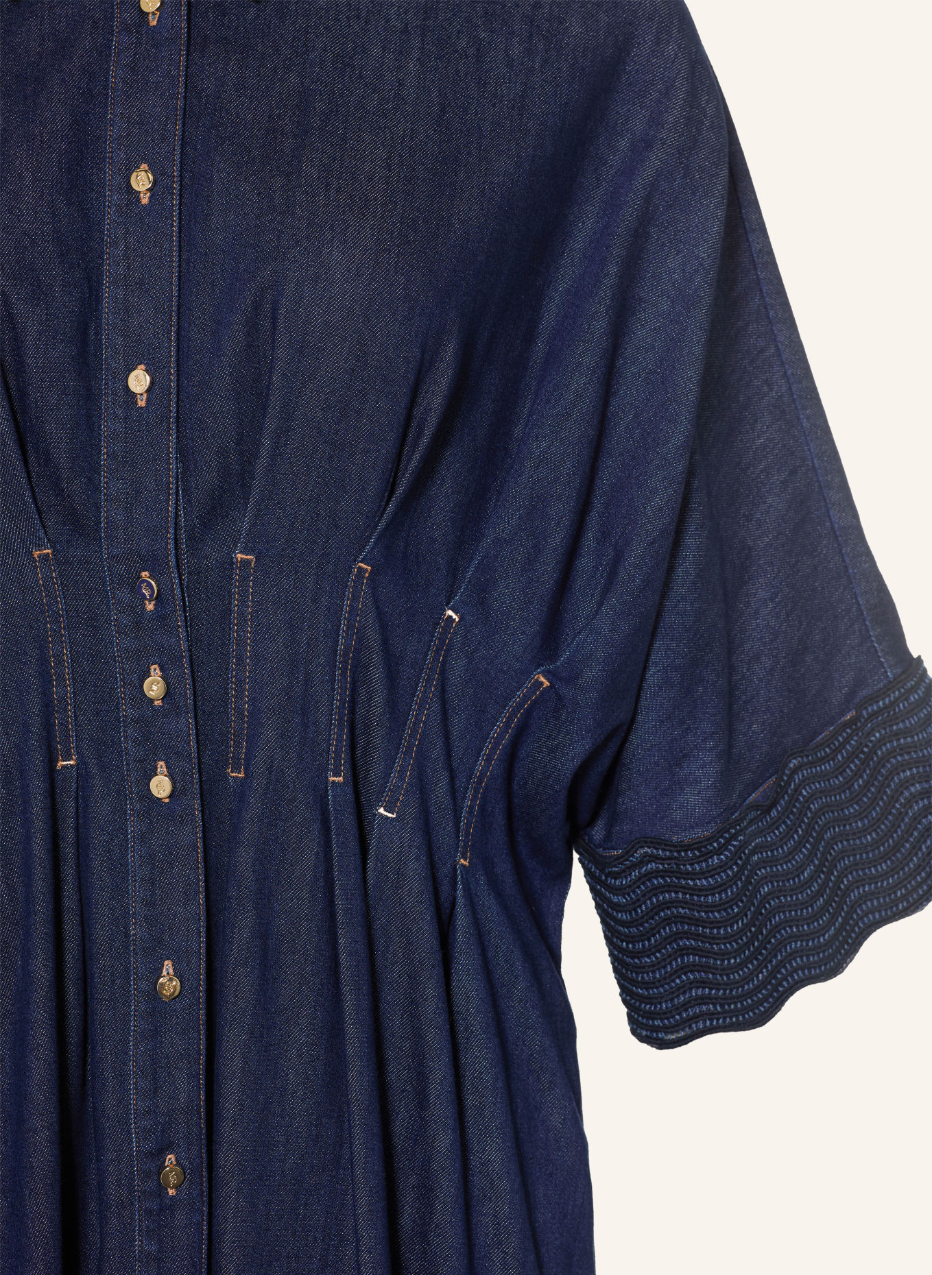 MARINA RINALDI SKIPPER denim dress with 3/4 sleeves: BLUE
