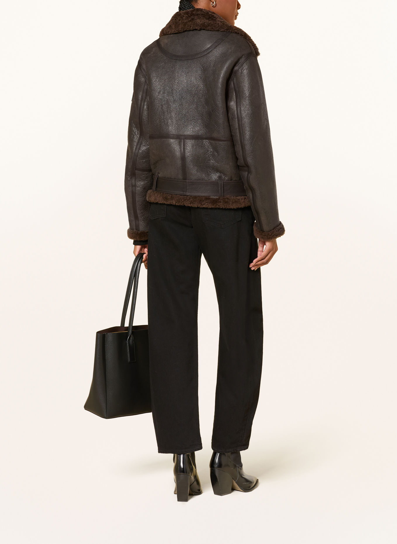 BELSTAFF Leren jas ERSKINE: TAUPE / MARRON FONCÉ