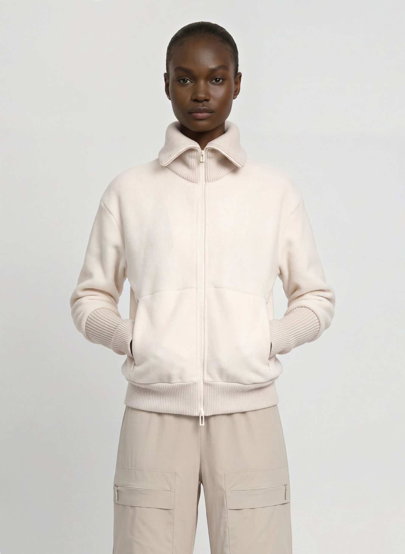 JEANNE BARET WALLIS Fleece Jacket: ECRU