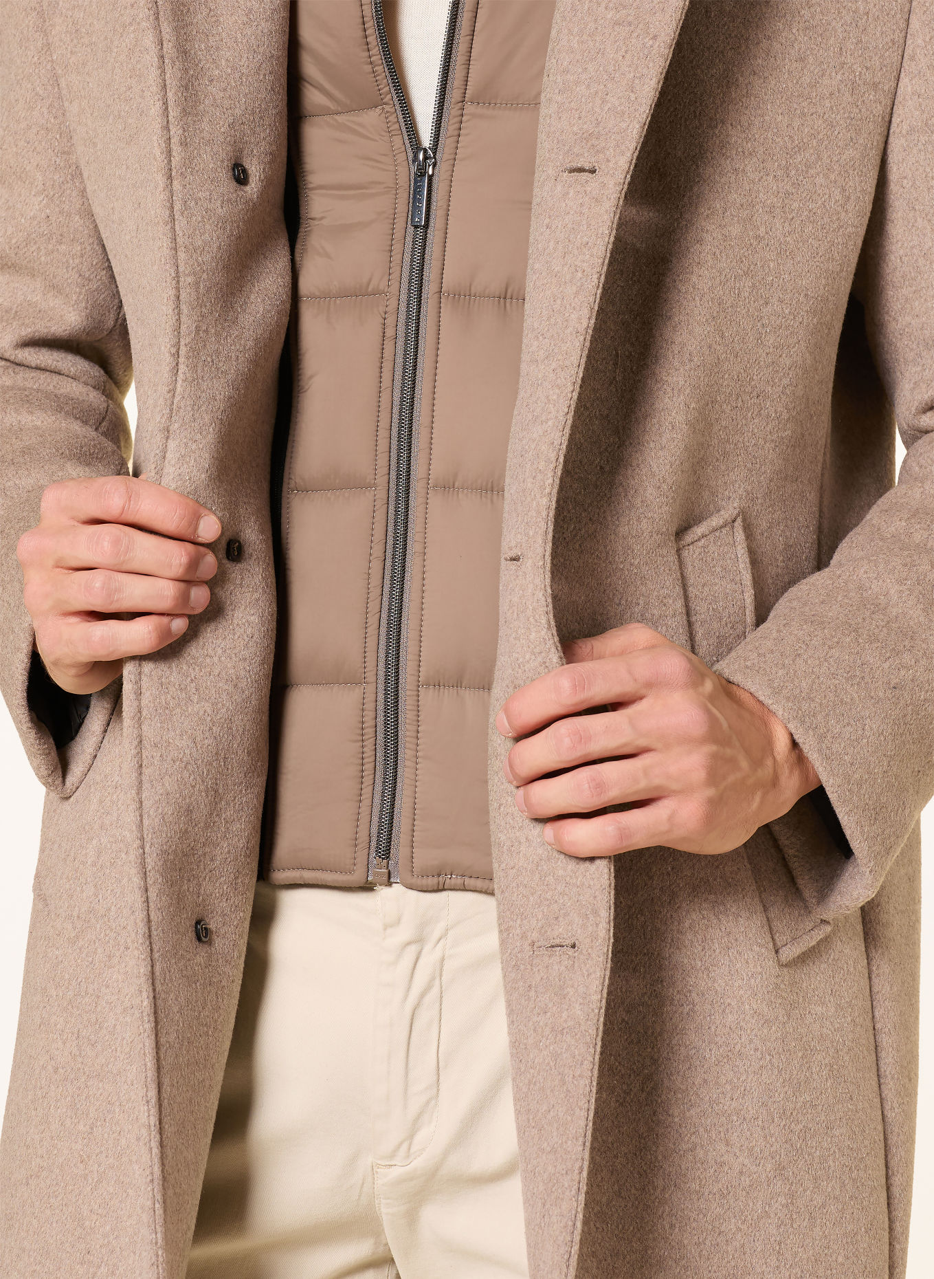 bugatti Coat with removable trim: BEIGE
