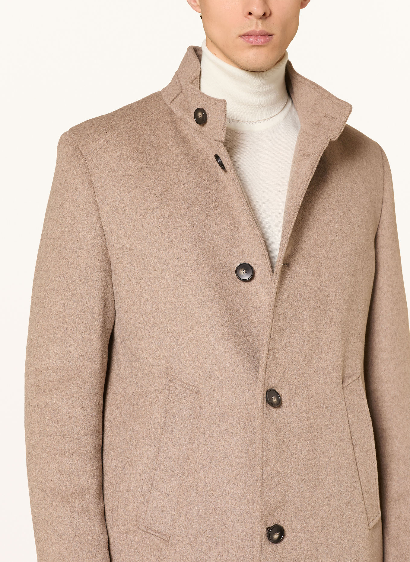 bugatti Coat with removable trim: BEIGE