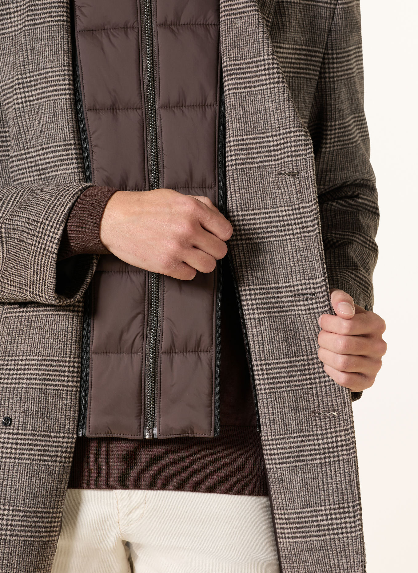 bugatti Mantel mit herausnehmbarer Blende: BEIGE / DUNKELBRAUN