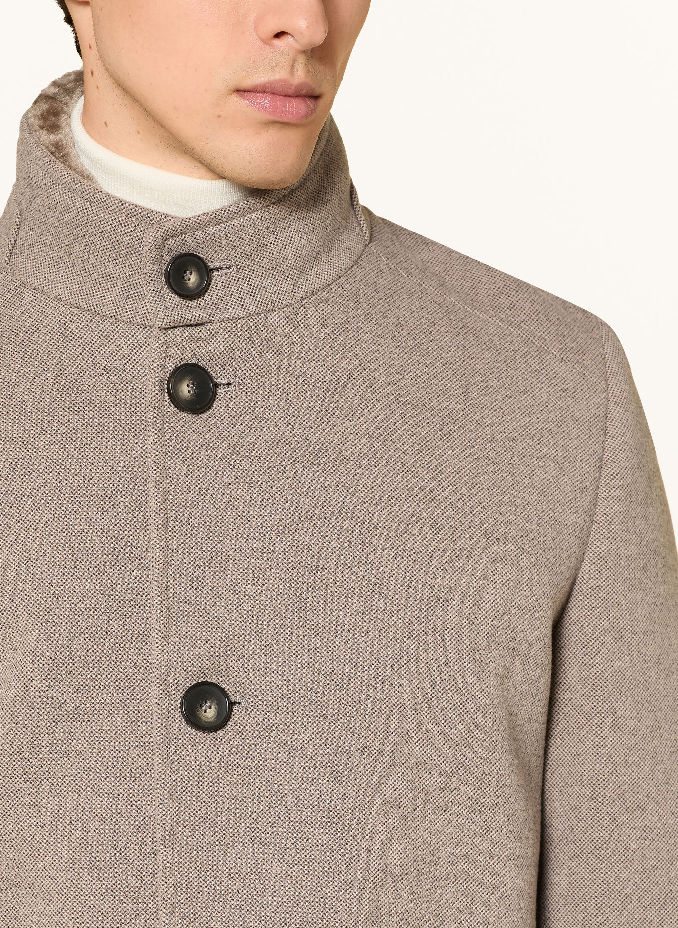 bugatti Coat with removable trim: BEIGE