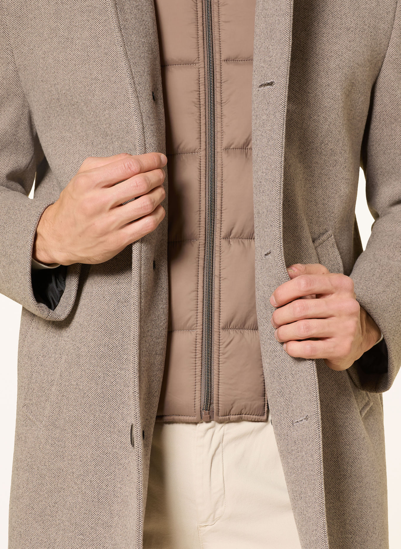 bugatti Coat with removable trim: BEIGE