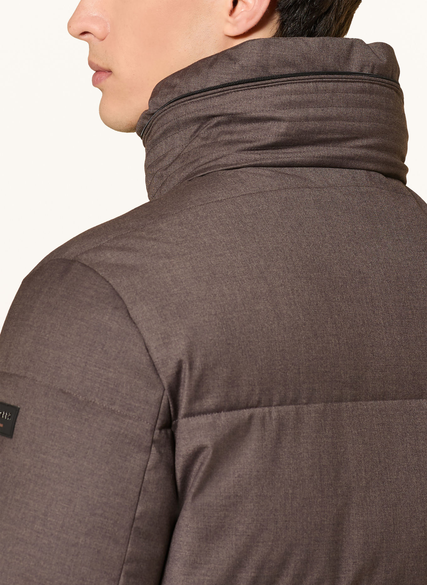 bugatti Quilted jacket with removable faux fur: TAUPE