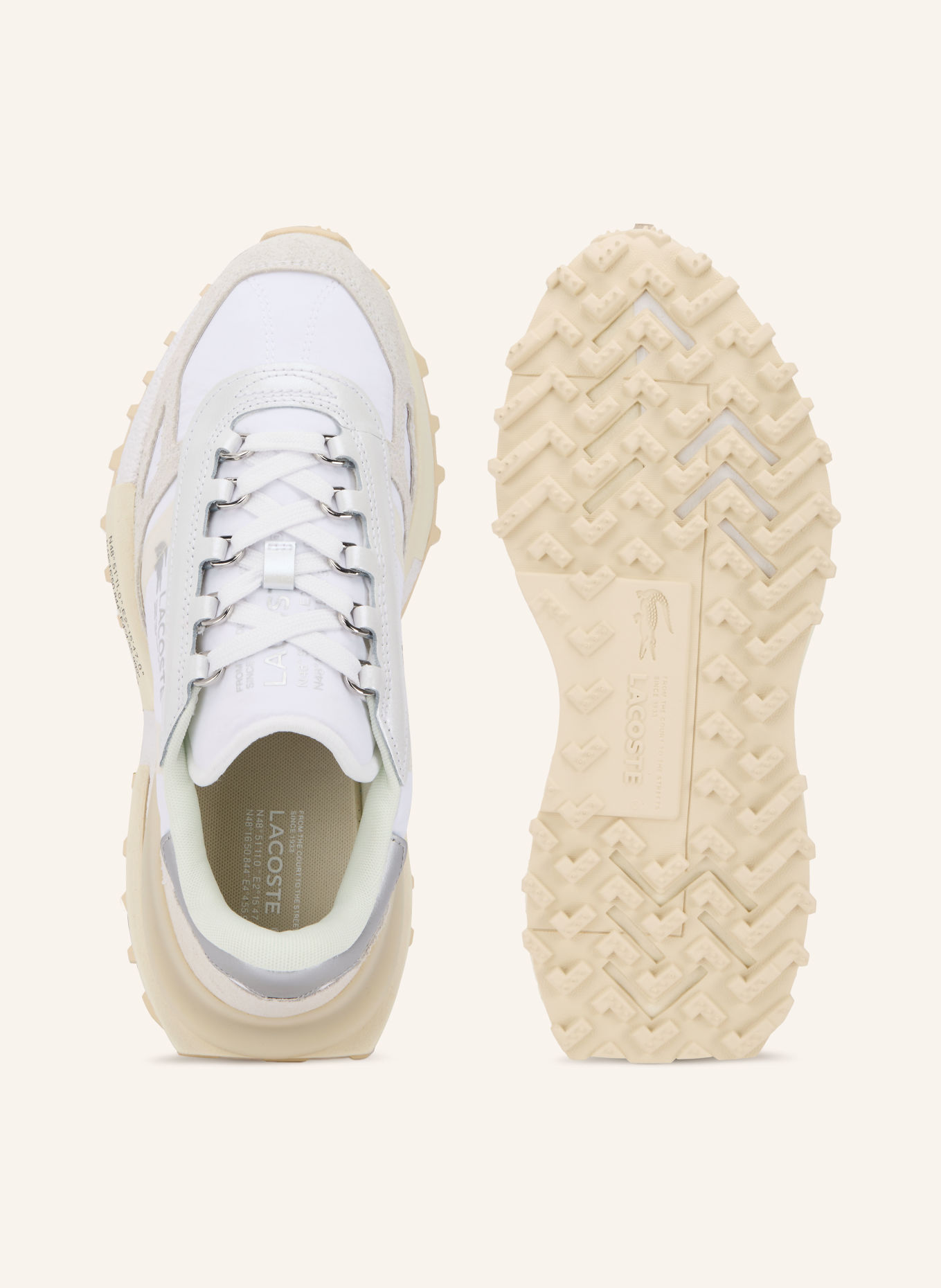 LACOSTE Sneakersy ELITE ACTIVE: BÍLÁ / STŘÍBRNÁ