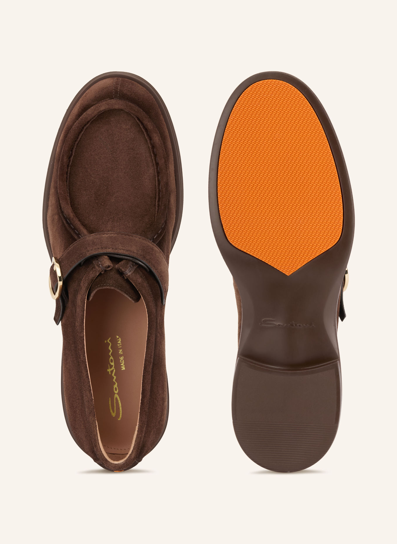 Santoni EASY Loafers: DARK BROWN / GOLD