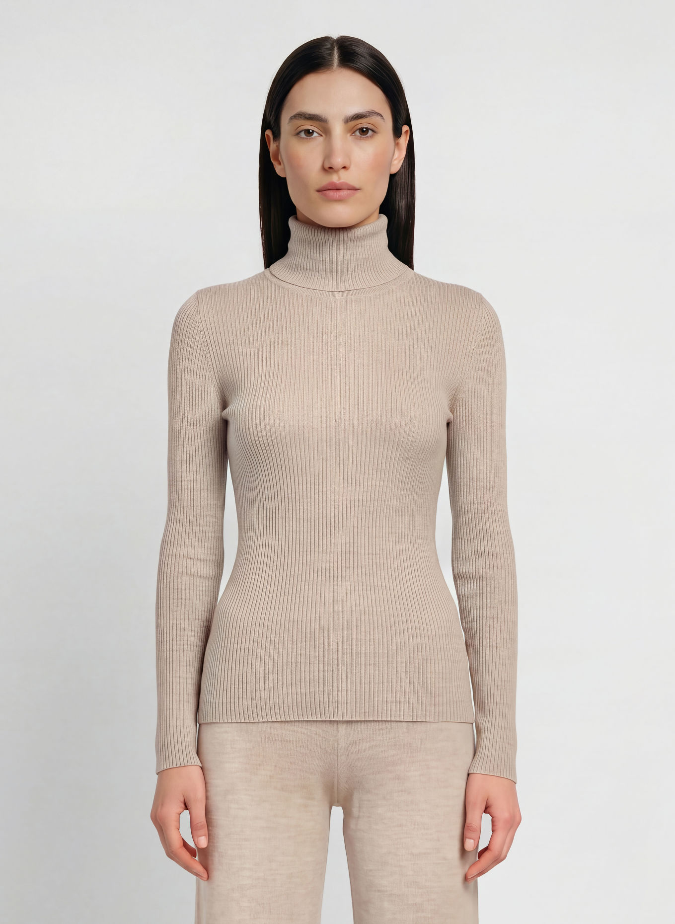 WE NORWEGIANS GEILO-rullekravepullover i merinould: BEIGE