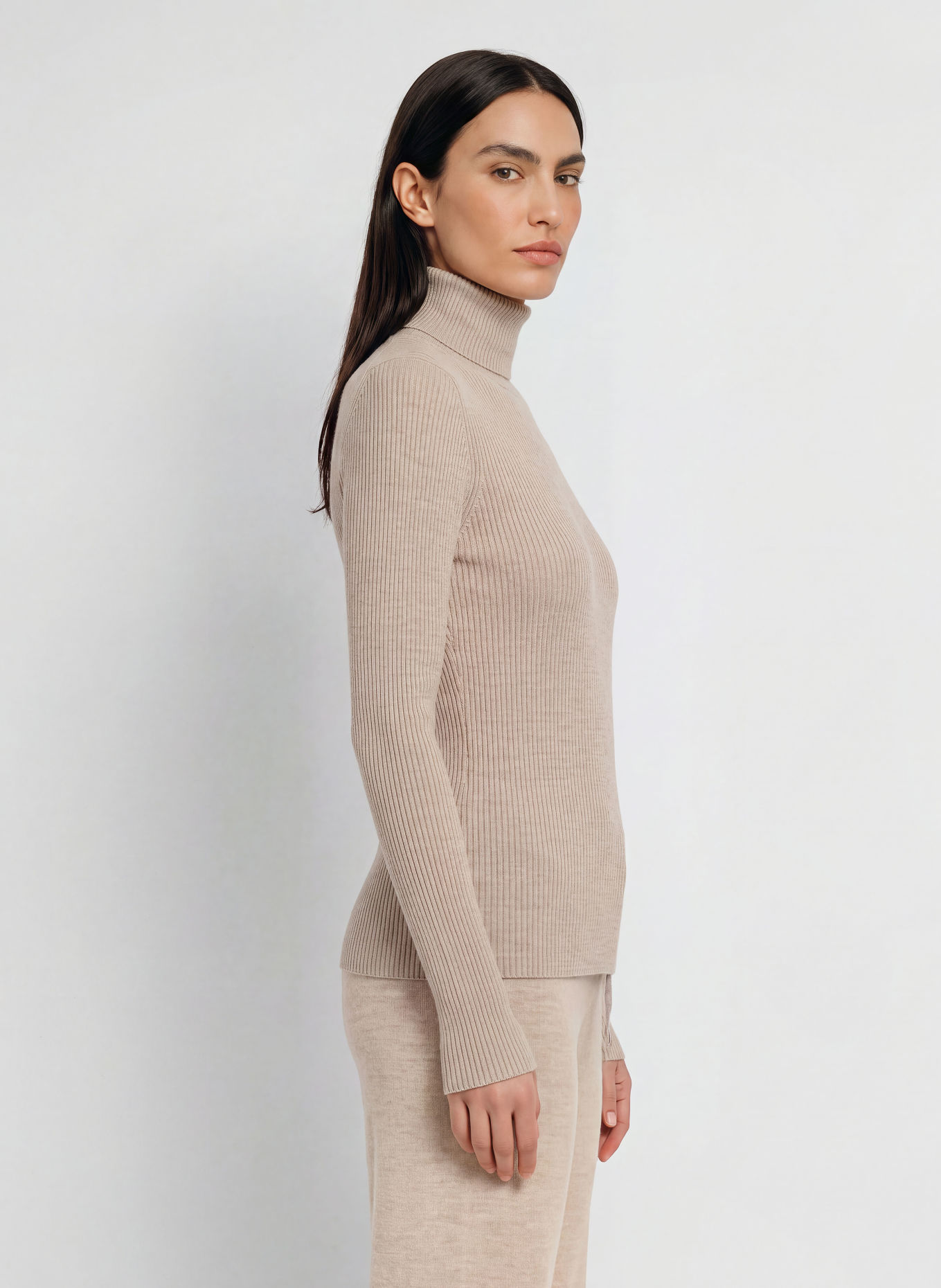 WE NORWEGIANS GEILO-rullekravepullover i merinould: BEIGE