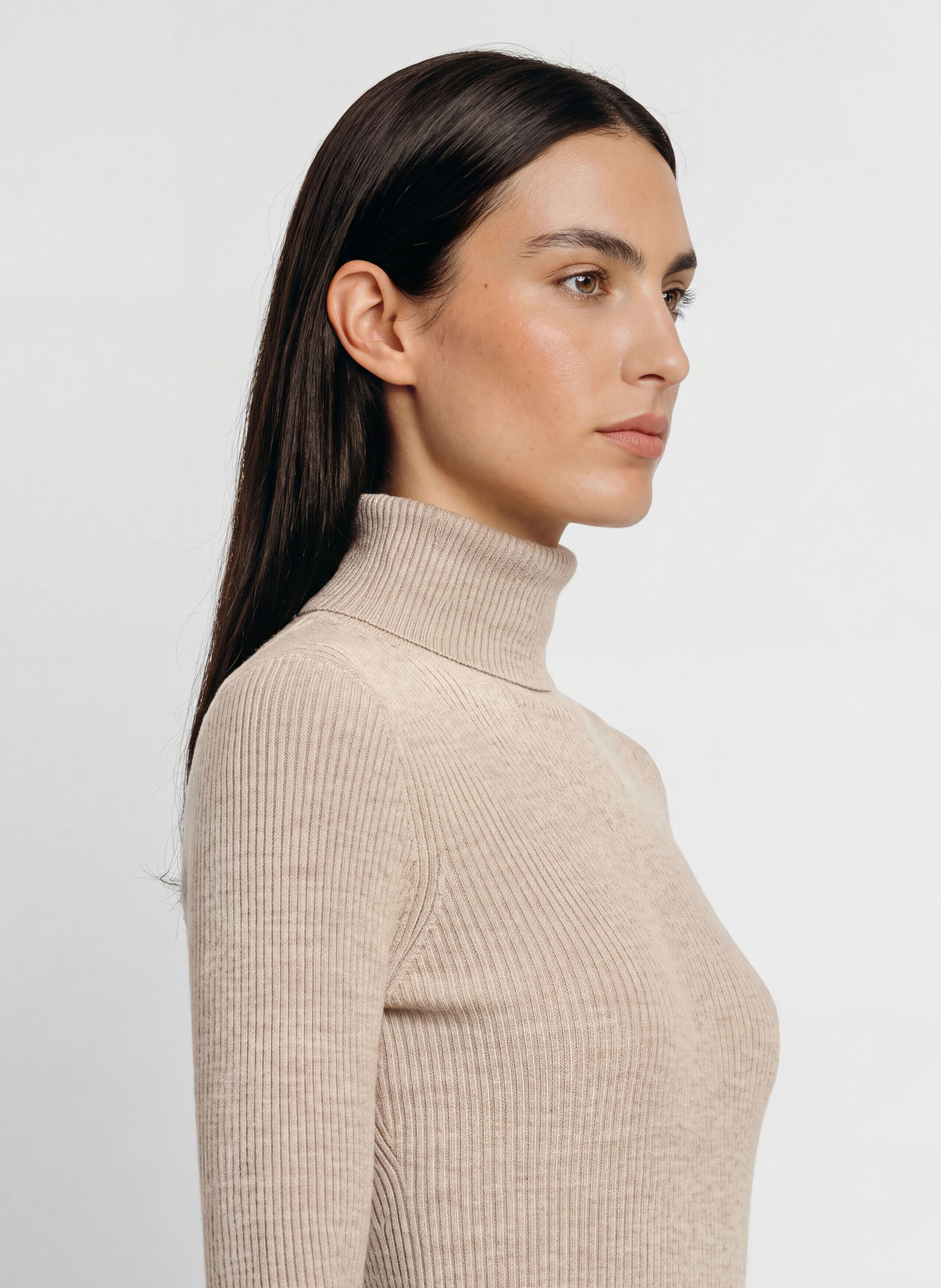 WE NORWEGIANS GEILO-rullekravepullover i merinould: BEIGE
