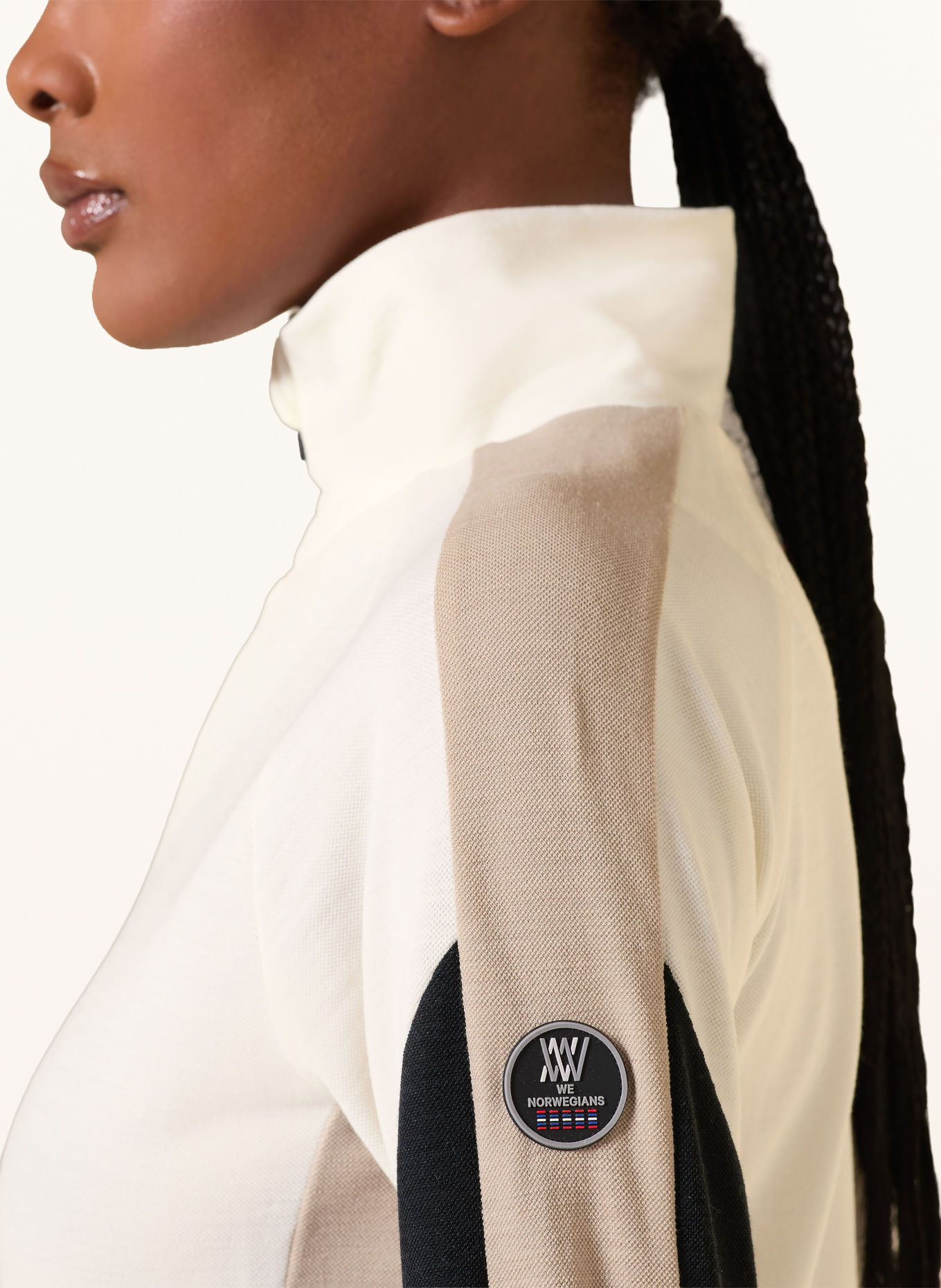 WE NORWEGIANS ZERMATT Midlayer with Merino Wool: CREAM / BEIGE / BLACK