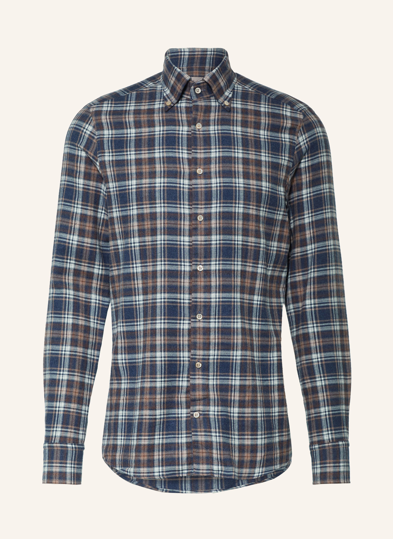 Stenströms Koszula flanelowa o kroju slimline: GRANATOWY / BEŻOWY / BIAŁY