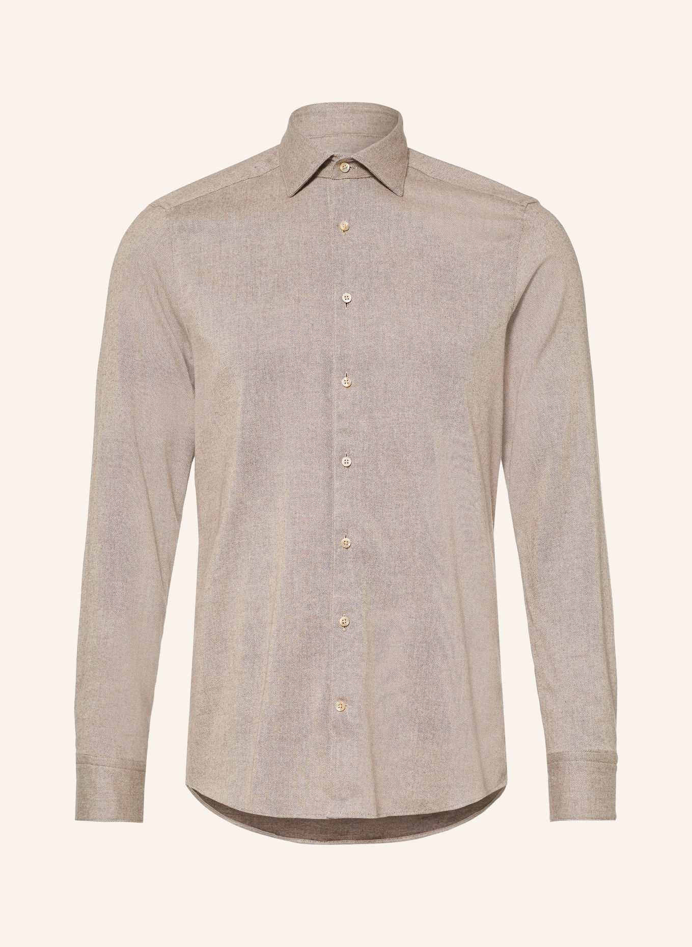 Stenströms Slim-Fit Flannel Shirt: BEIGE
