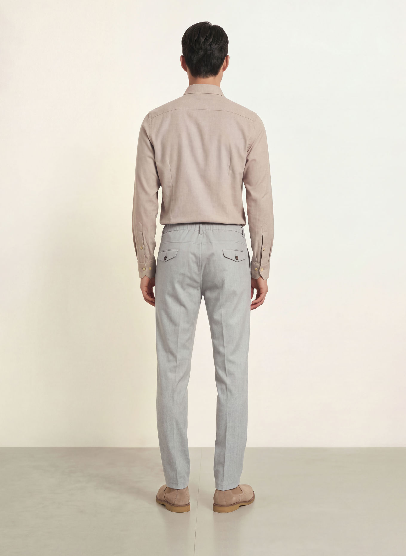 Stenströms Slim-Fit Flannel Shirt: BEIGE