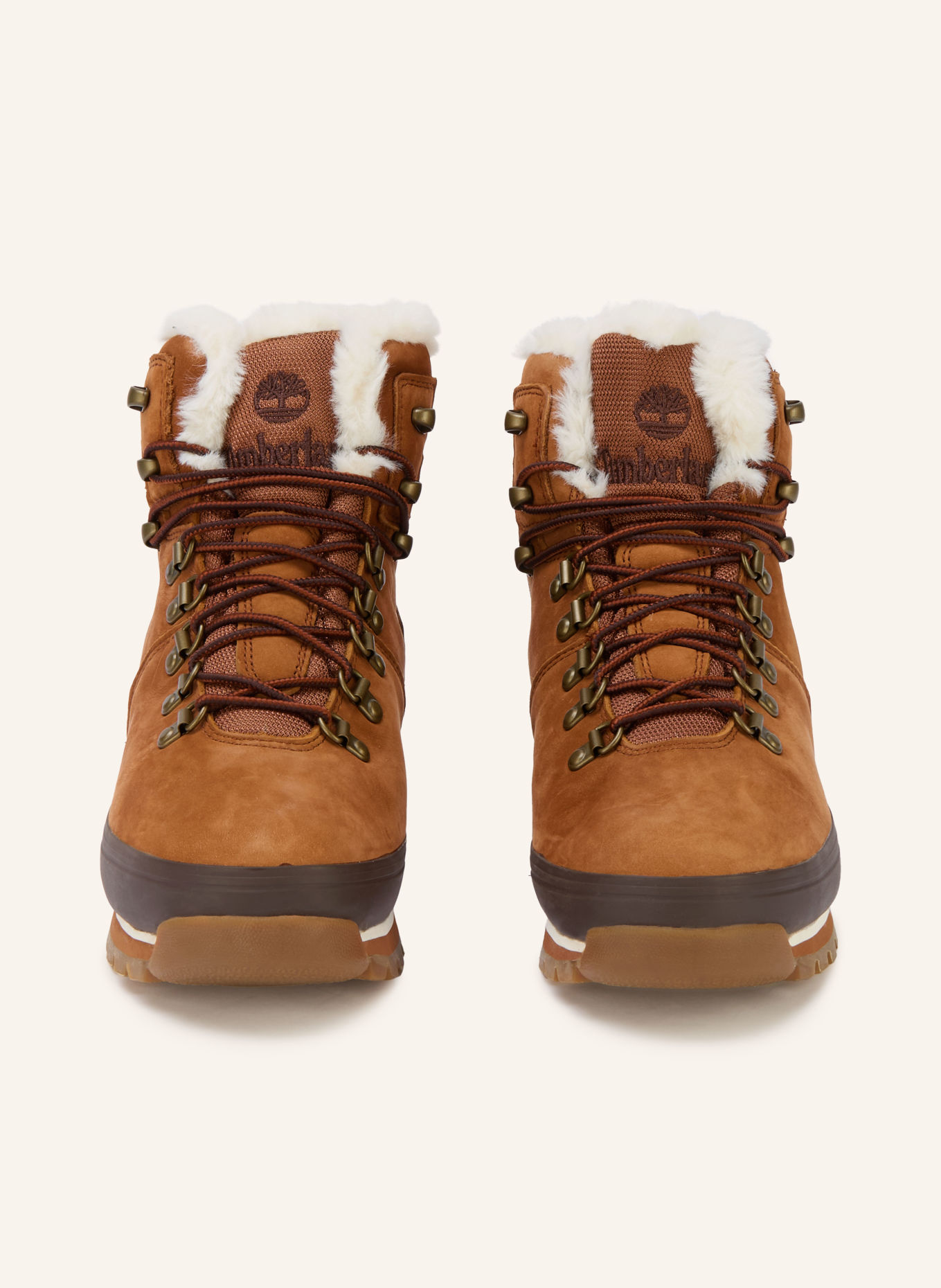 Timberland Lace-up boots EURO HIKER MID WARM LINED WATERPROOF: COGNAC / DARK BROWN / WHITE
