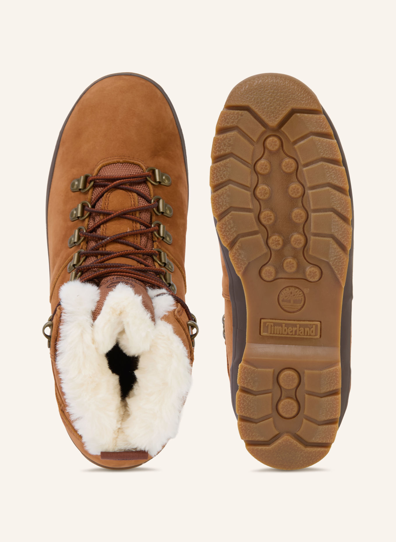 Timberland Lace-up boots EURO HIKER MID WARM LINED WATERPROOF: COGNAC / DARK BROWN / WHITE