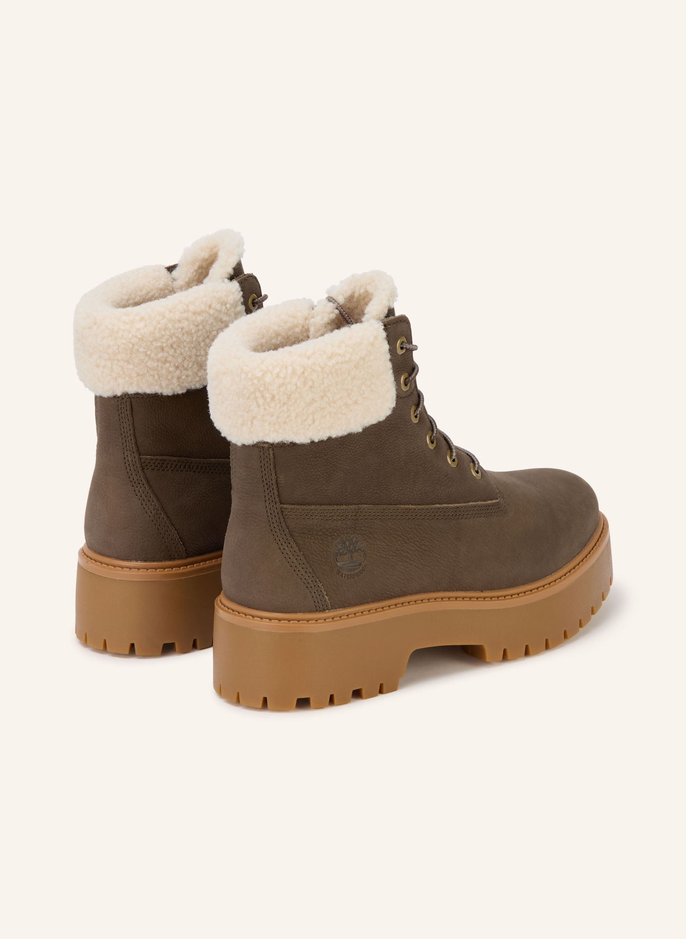 Timberland Šněrovací boty STONE STREET MID WARM LINED WATERPROOF: TMAVĚ HNĚDÁ / KRÉMOVÁ