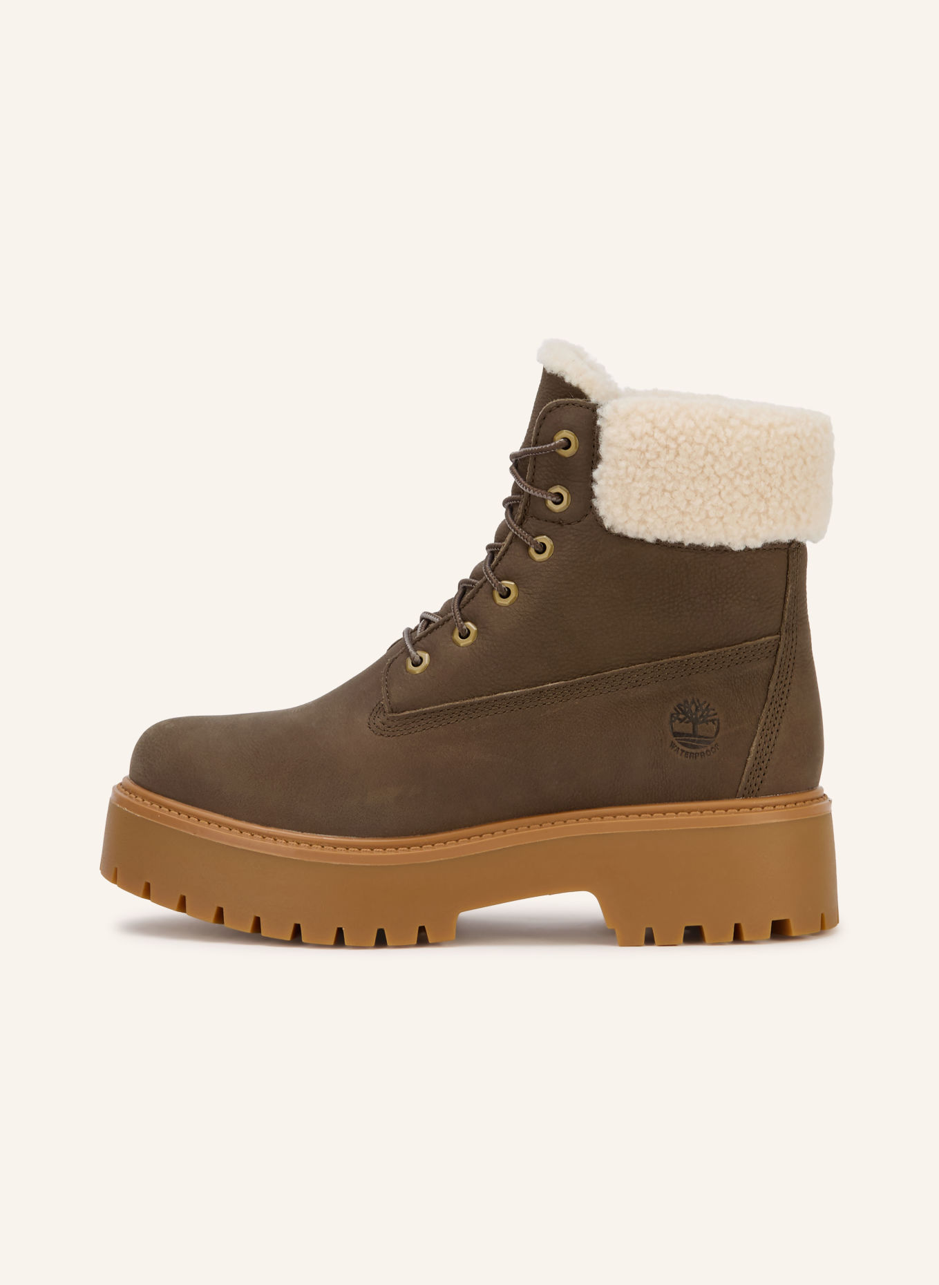 Timberland Šněrovací boty STONE STREET MID WARM LINED WATERPROOF: TMAVĚ HNĚDÁ / KRÉMOVÁ