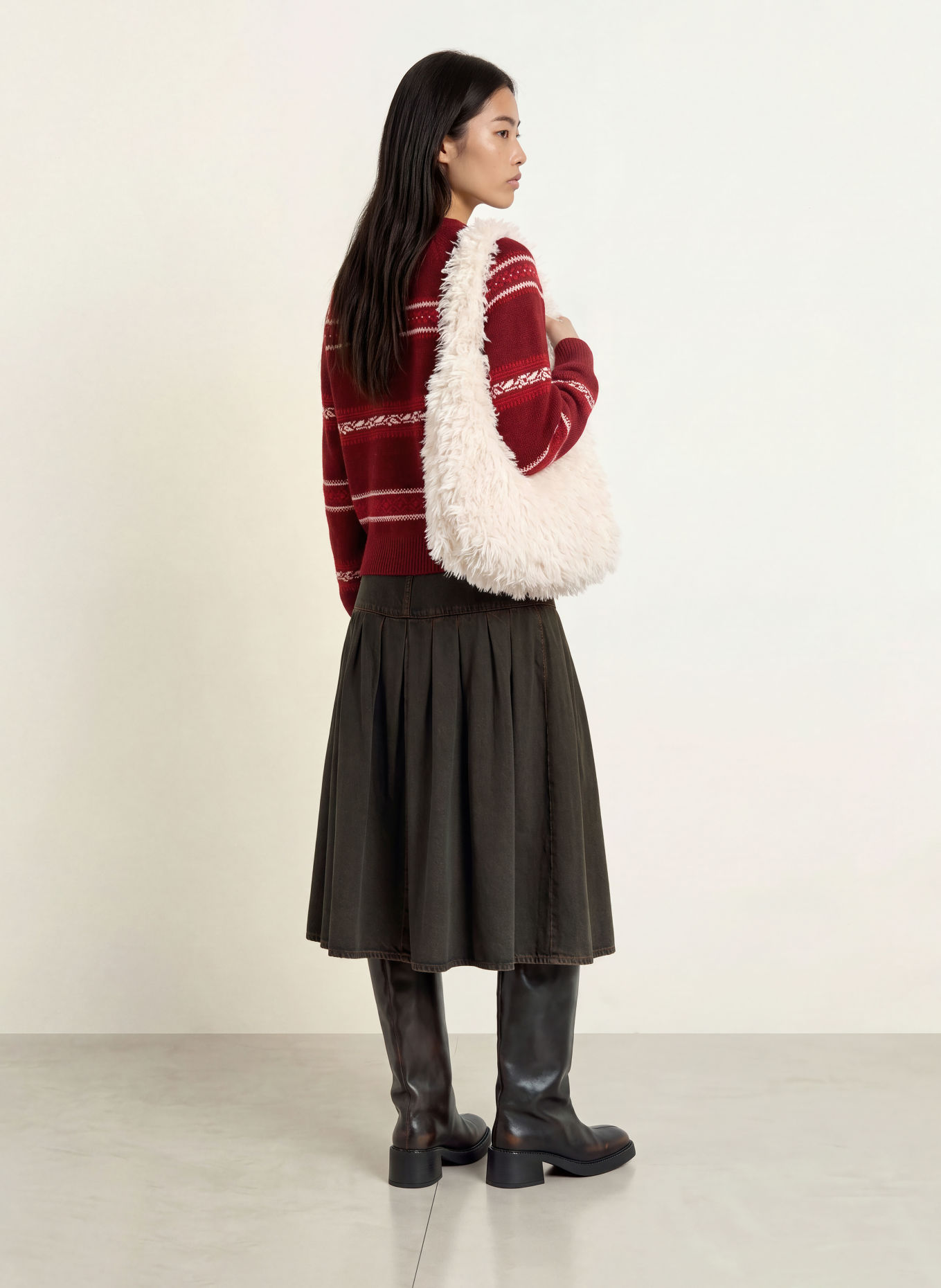 Levi's® JOLIE Sweater: DARK RED / RED / WHITE
