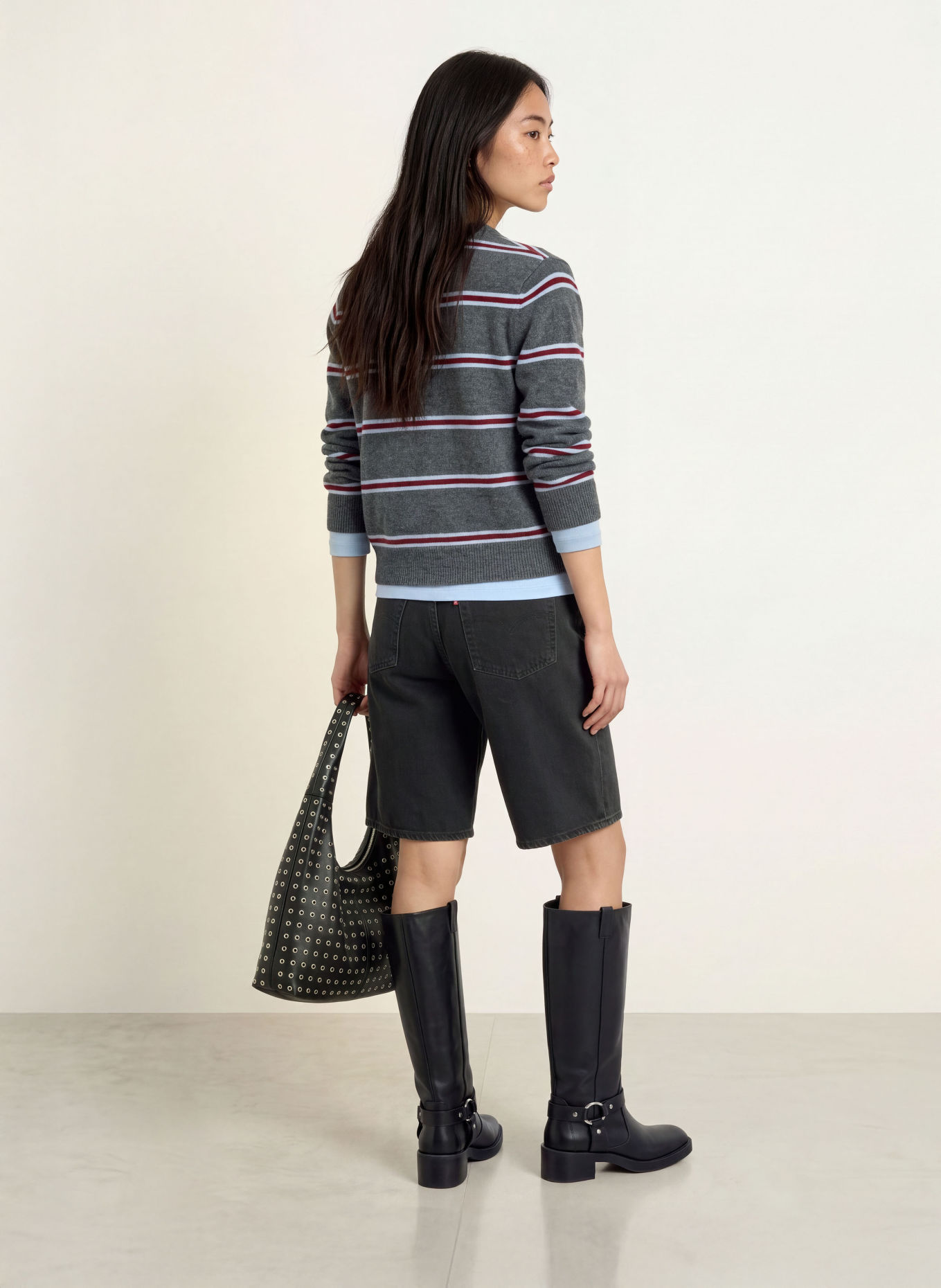 Levi's® Stickad kofta CLAIRE: MÖRKGRÅ / MÖRKRÖD / LJUSBLÅ