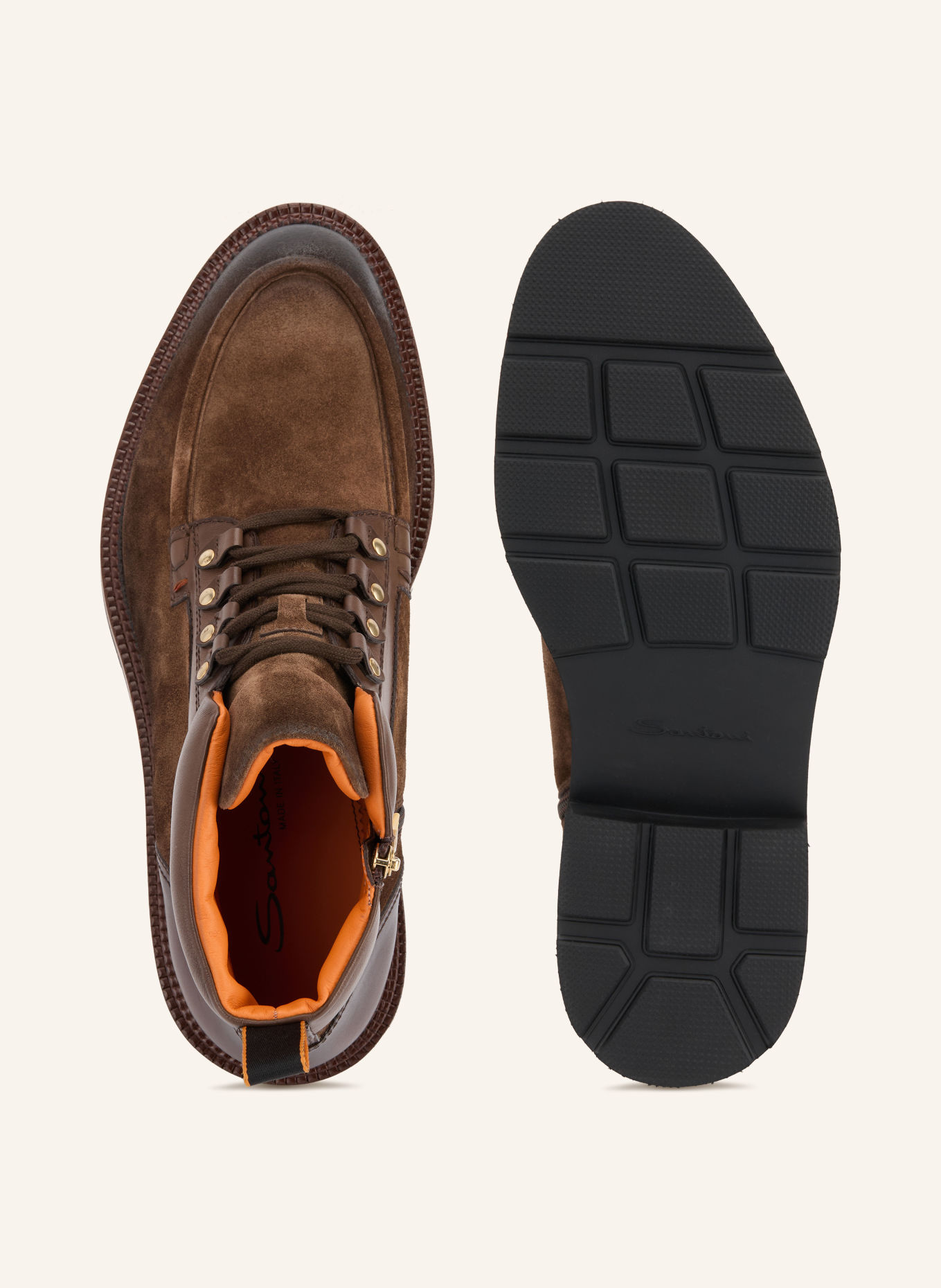 Santoni COLIN Lace-up boots: BROWN / GOLD