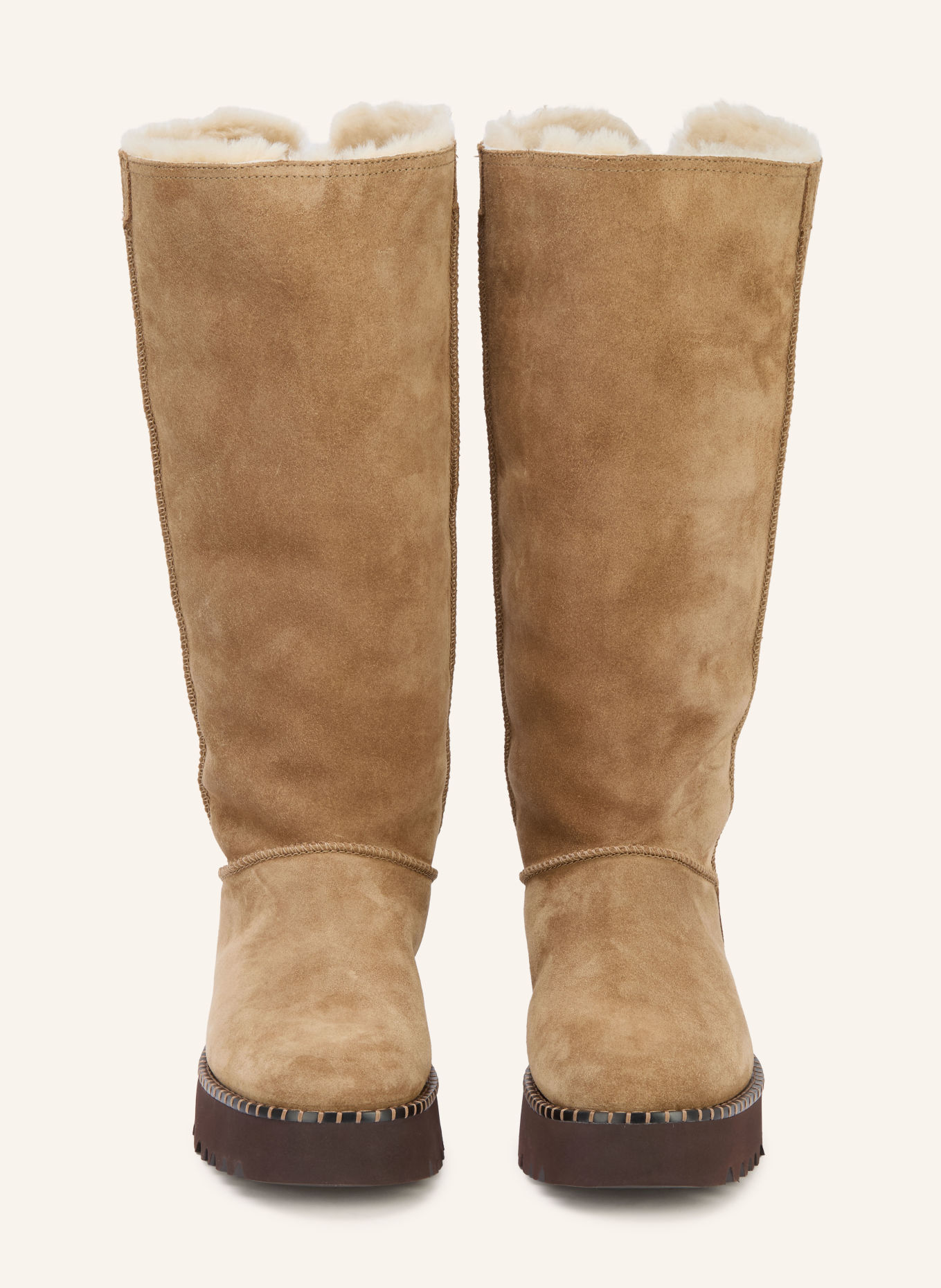 UGG UPTOWNER TALL Platform Boots: LIGHT BROWN