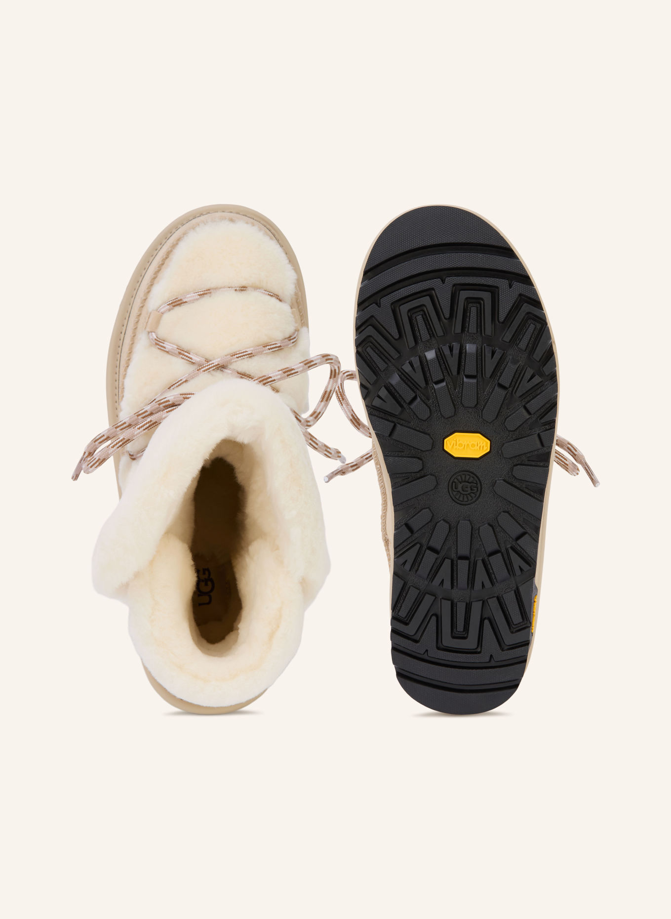 UGG Boots CLASSIC TREAD FLUFFED: KRÉMOVÁ / REŽNÁ