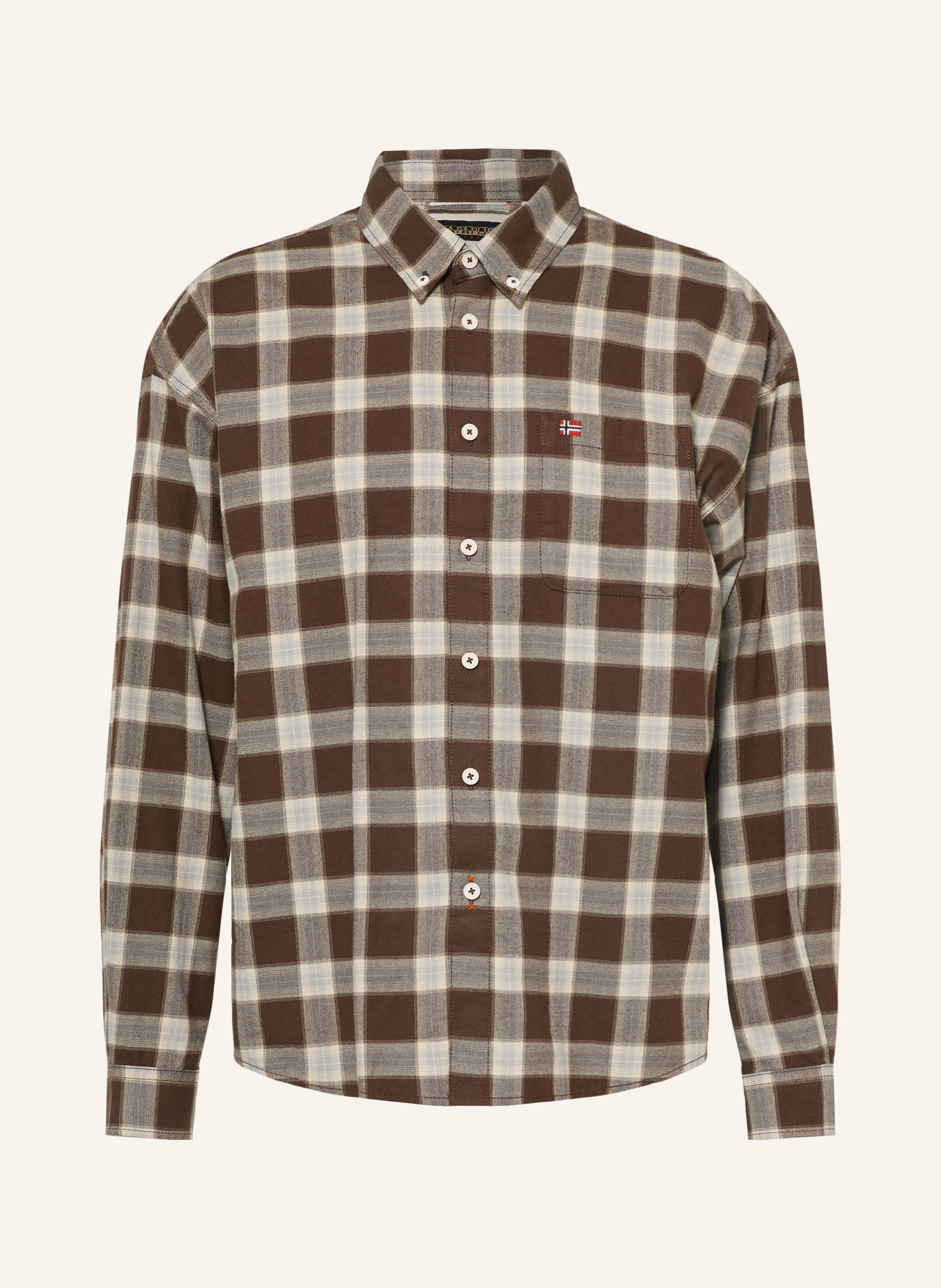 NAPAPIJRI Chemise en flanelle G-EOS LS Comfort Fit: MARRON FONCÉ / ÉCRU