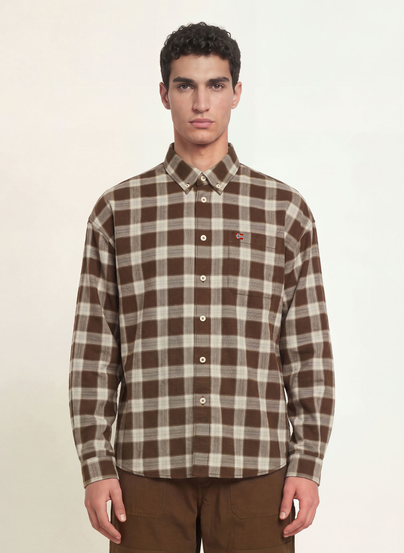 NAPAPIJRI Chemise en flanelle G-EOS LS Comfort Fit: MARRON FONCÉ / ÉCRU