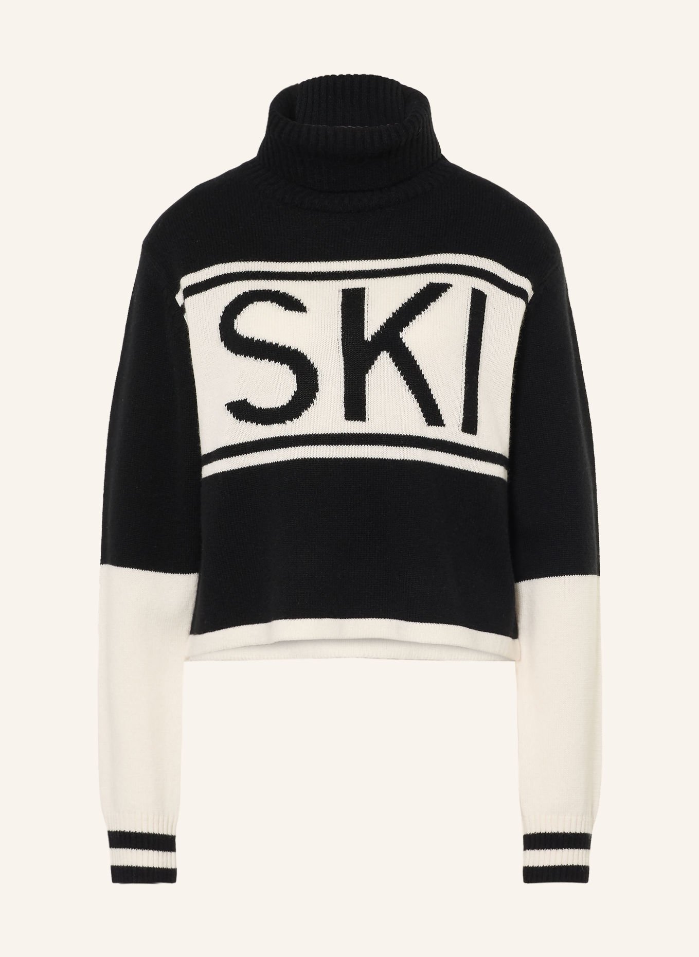 MRS & HUGS Rollkragenpullover mit Cashmere: SCHWARZ / ECRU