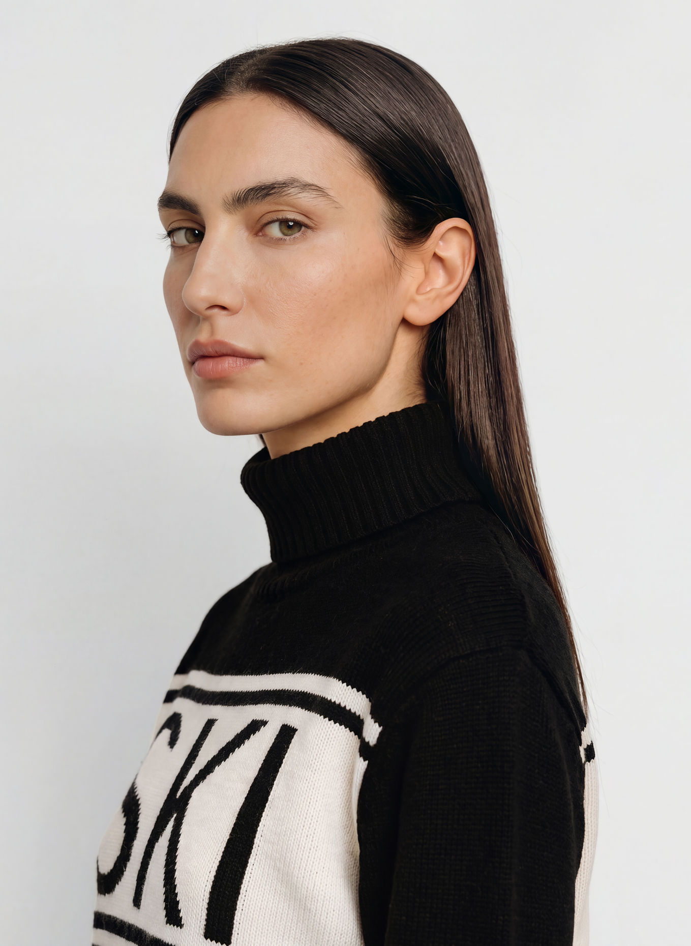 MRS & HUGS Rollkragenpullover mit Cashmere: SCHWARZ / ECRU