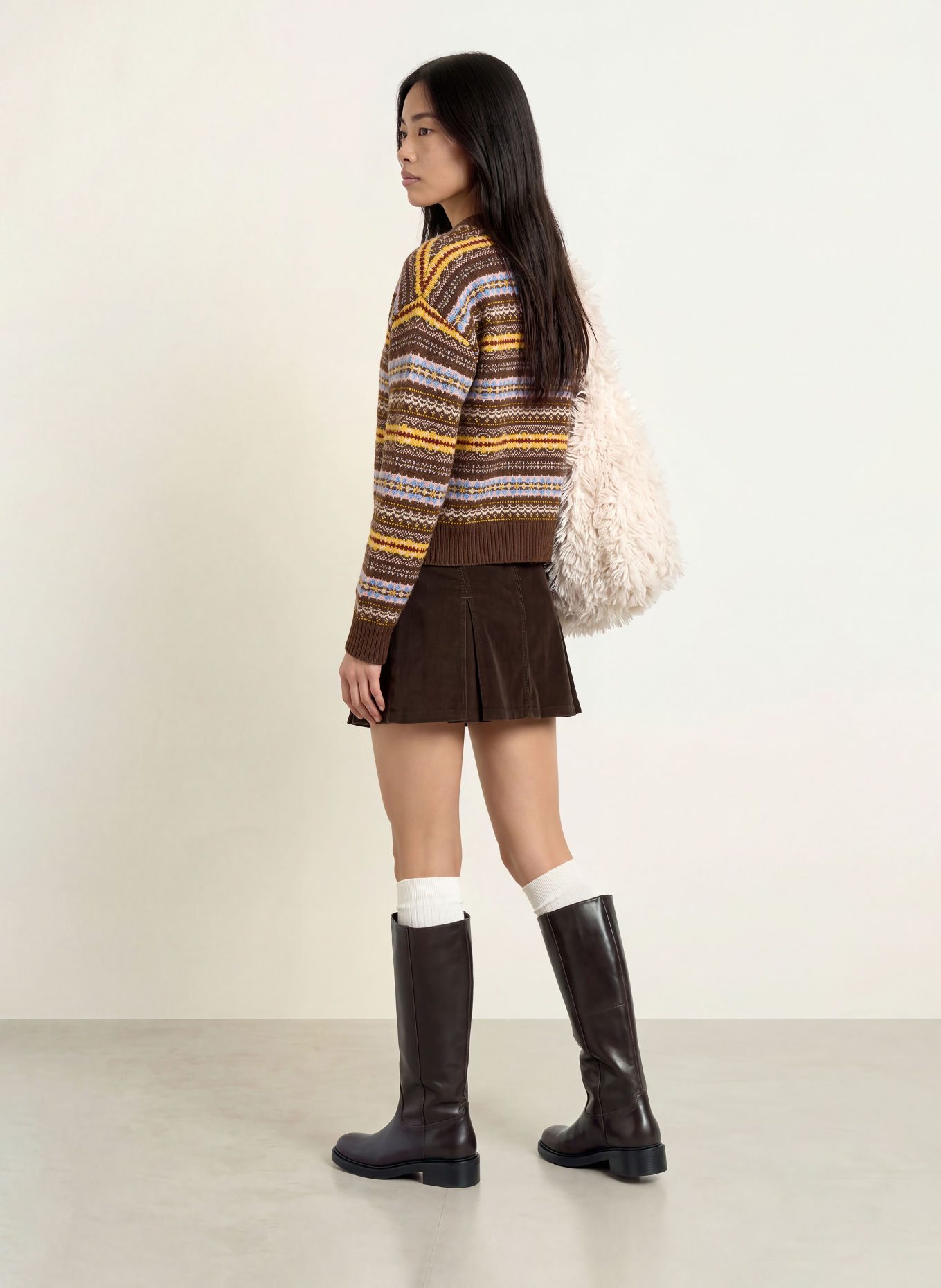 Levi's® CHARLOTTE Cardigan: DARK BROWN / YELLOW / LIGHT BLUE