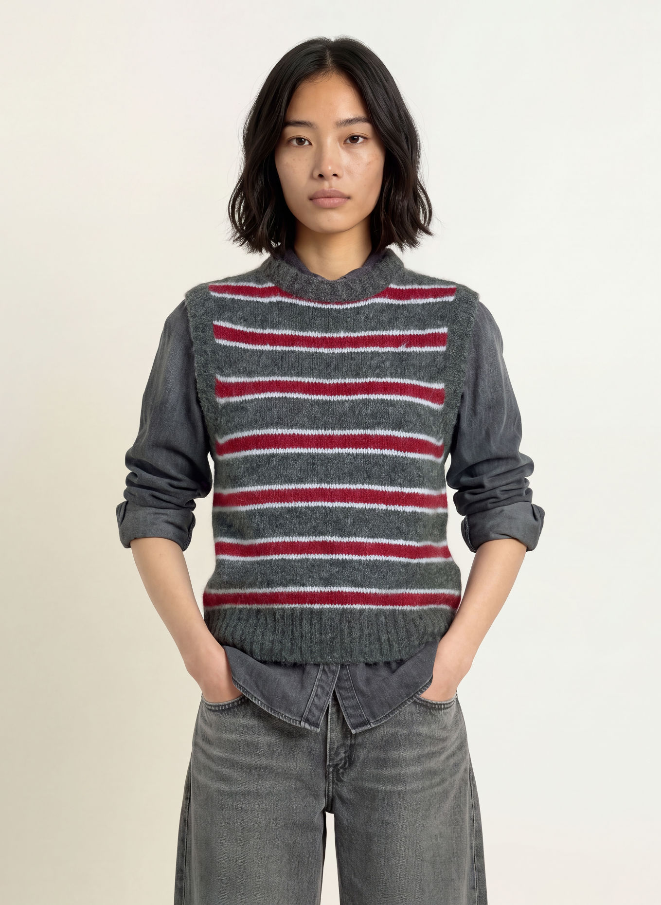 Levi's® Slipover ALICE: MÖRKGRÅ / MÖRKRÖD / VIT