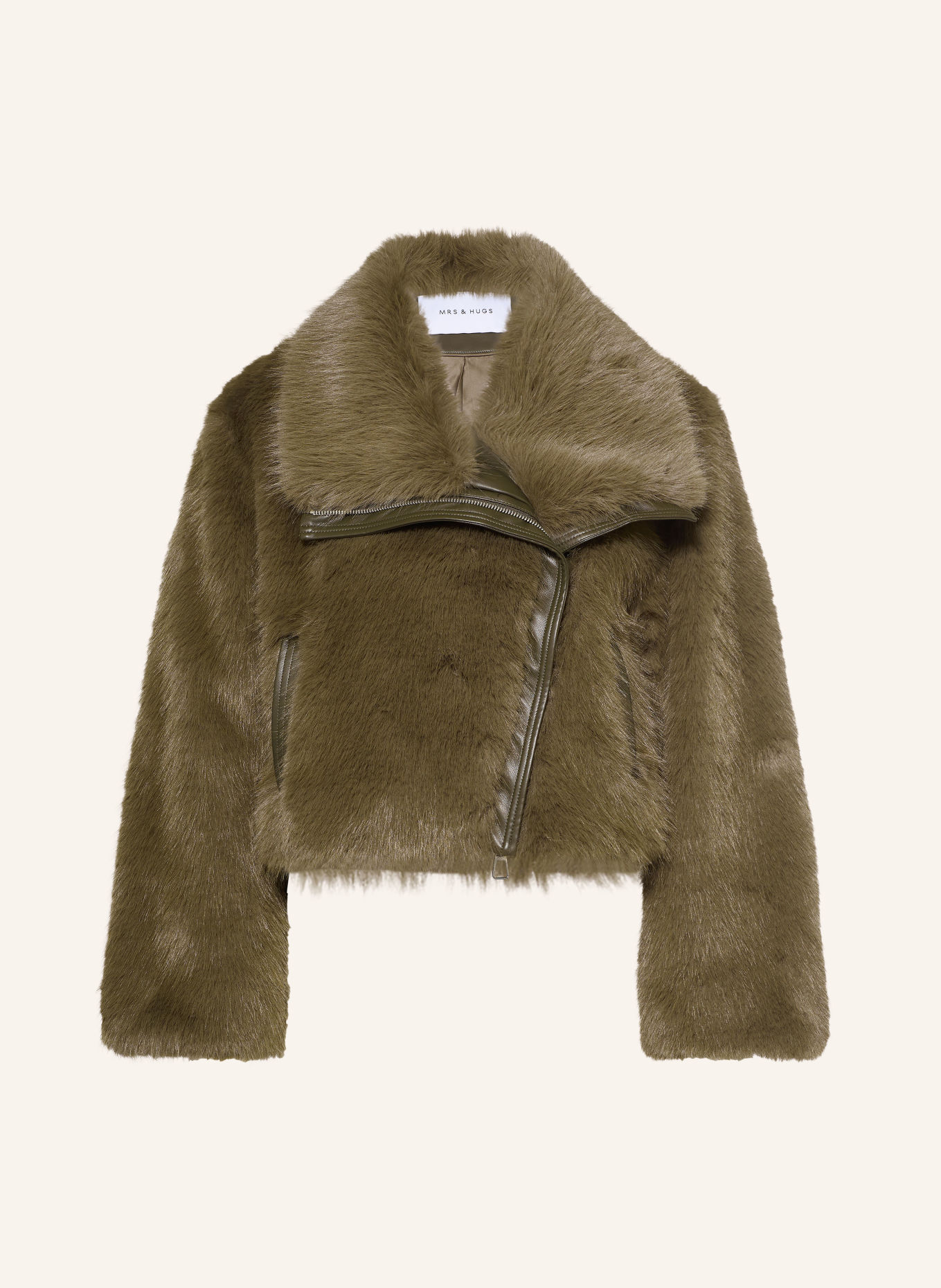 MRS & HUGS Kunstfell-Jacke: KHAKI