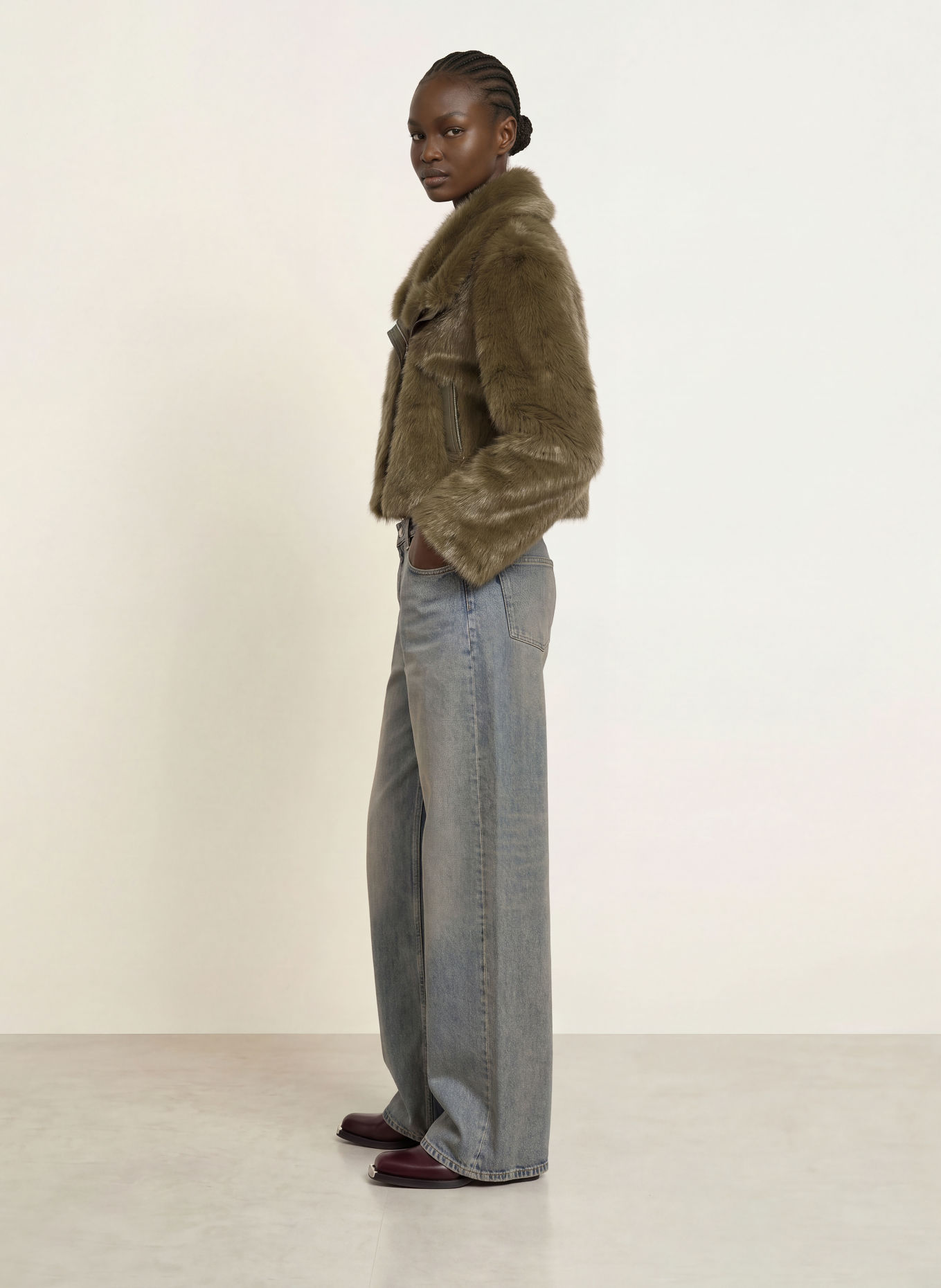 MRS & HUGS Kunstfell-Jacke: KHAKI